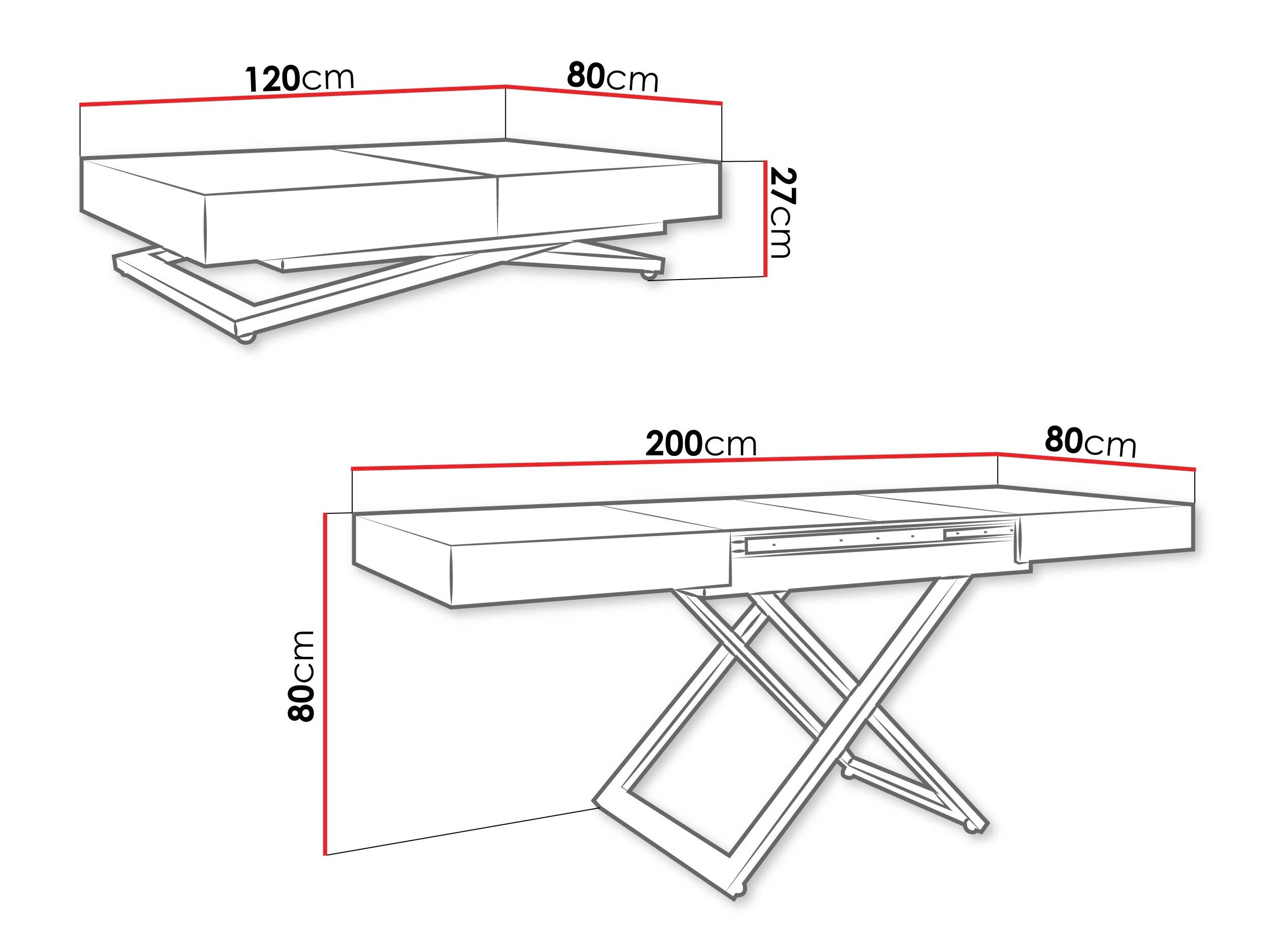 Transformer sofabord Oswego 171 (Craft gylden eg)