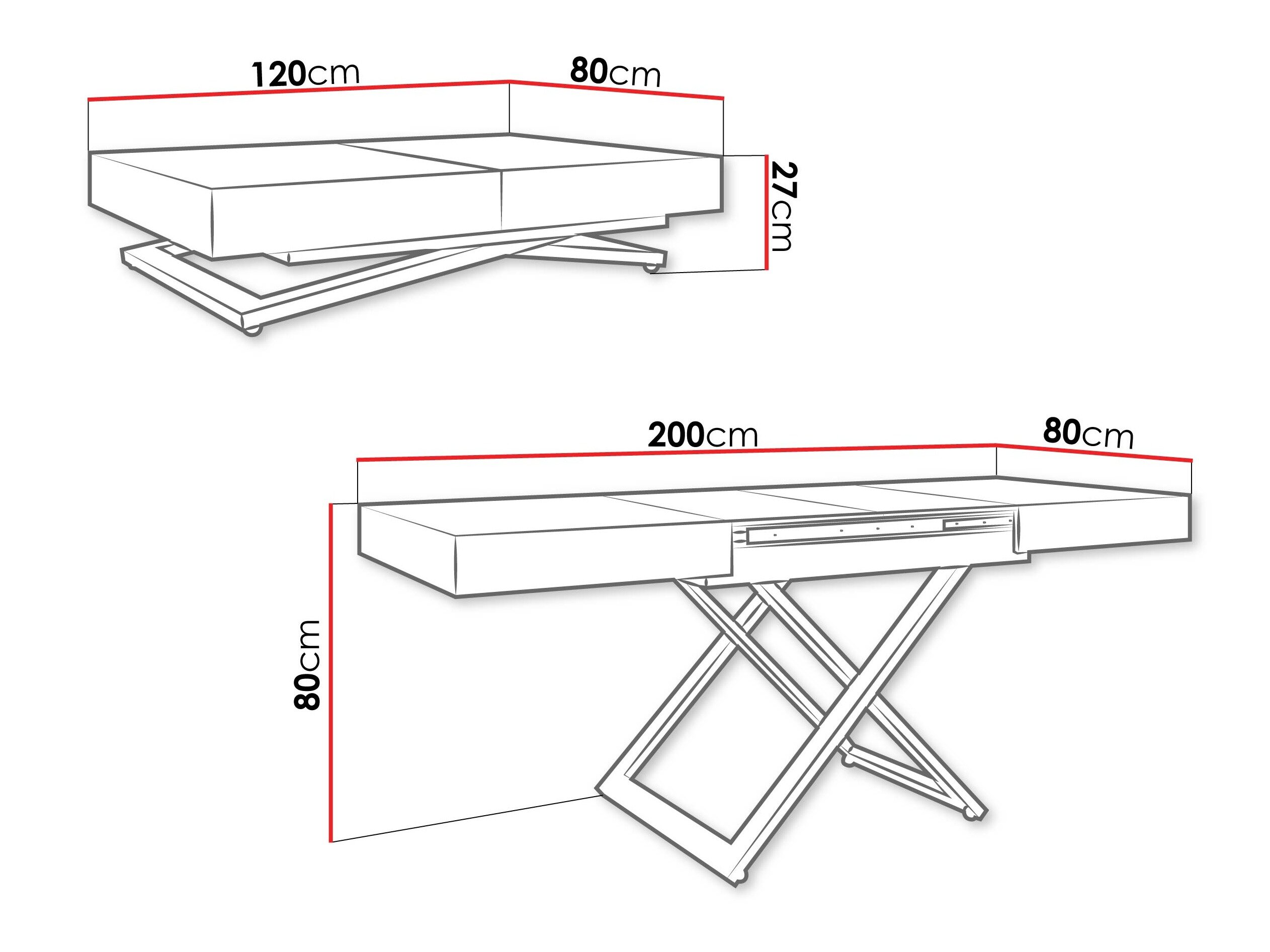 Transformer sofabord Oswego 171 (Grafit)