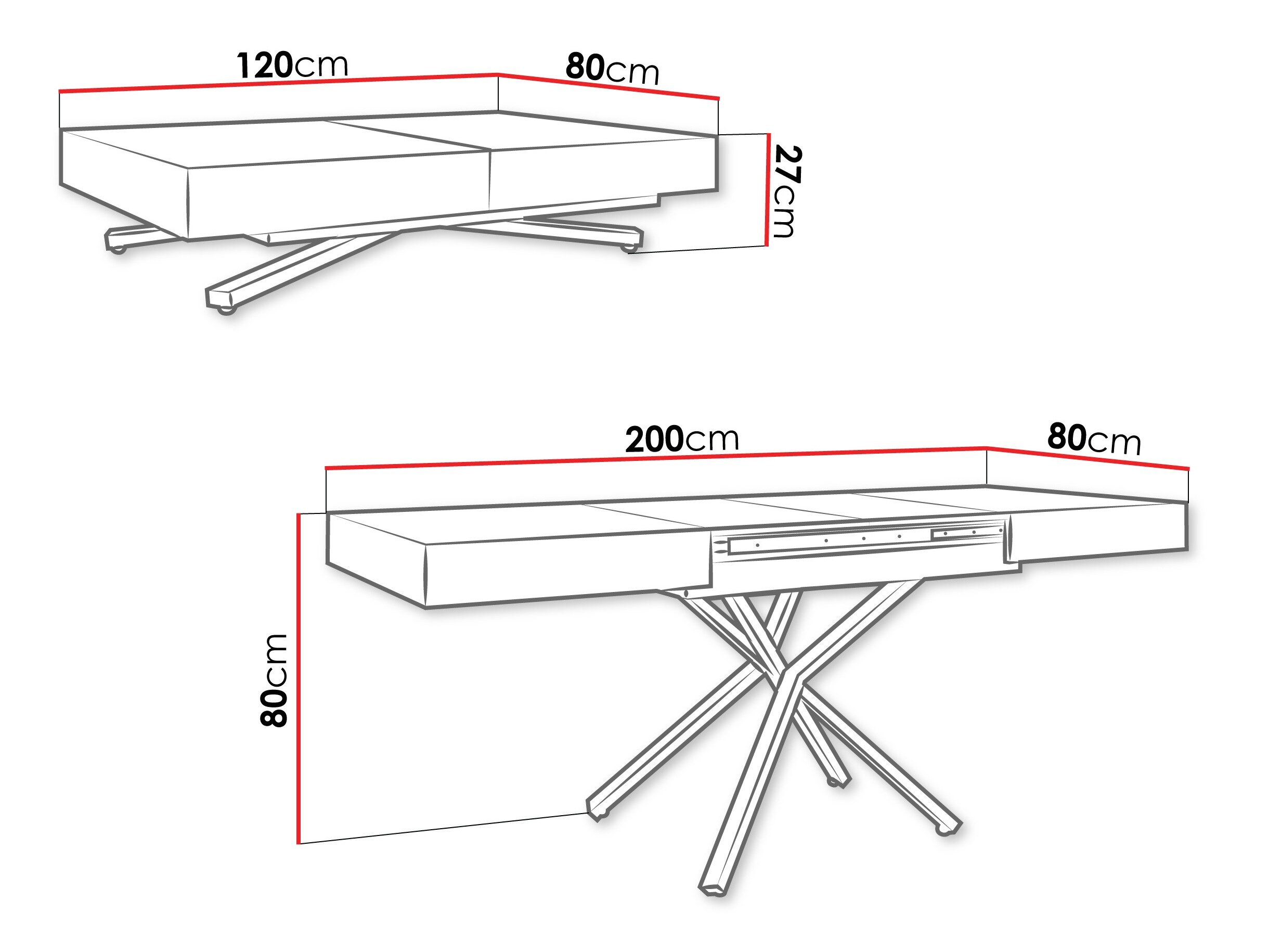Transformer sofabord Oswego 176 (Hvid marmor)