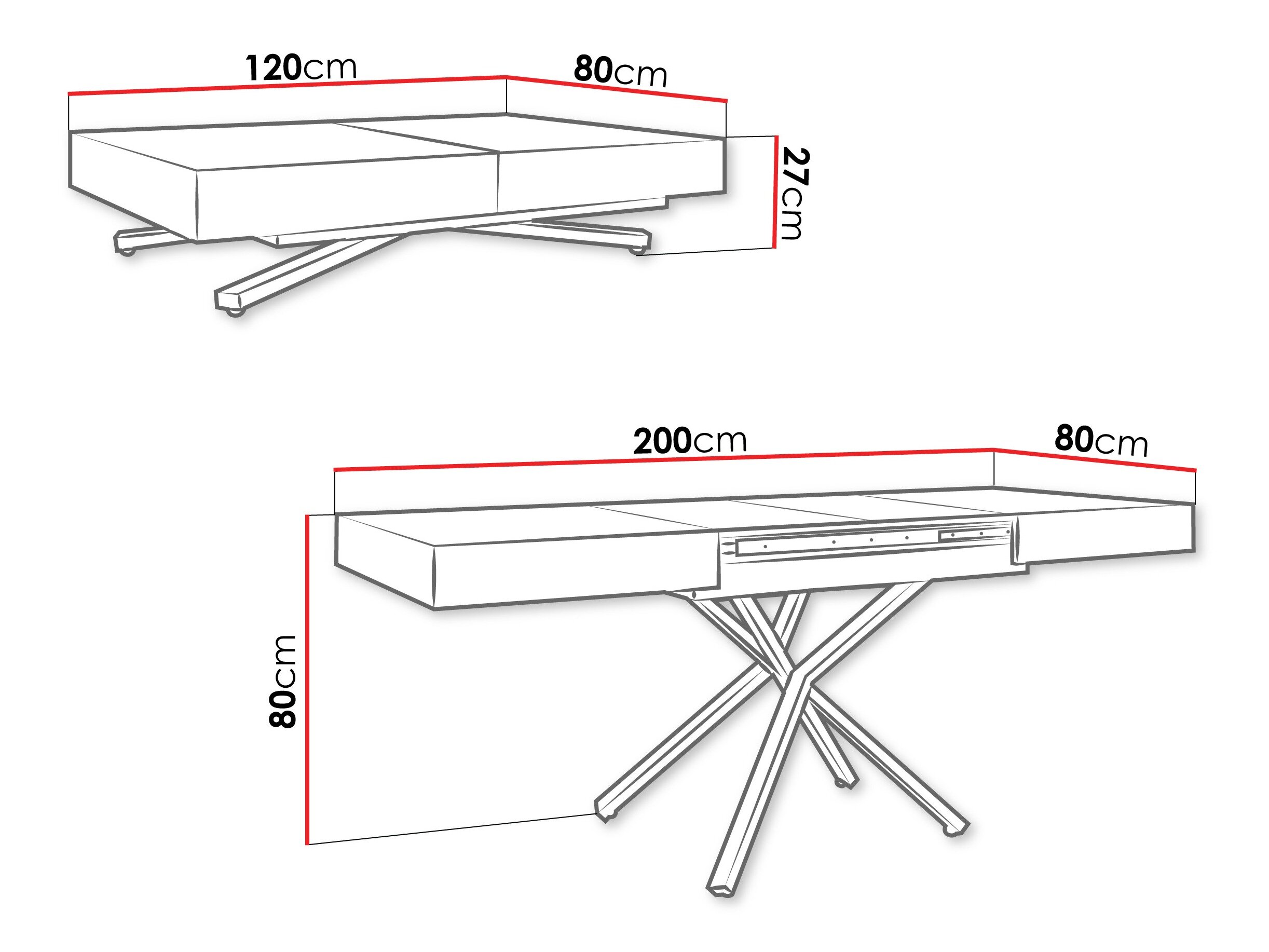 Transformer sofabord Oswego 177 (Hvid marmor)