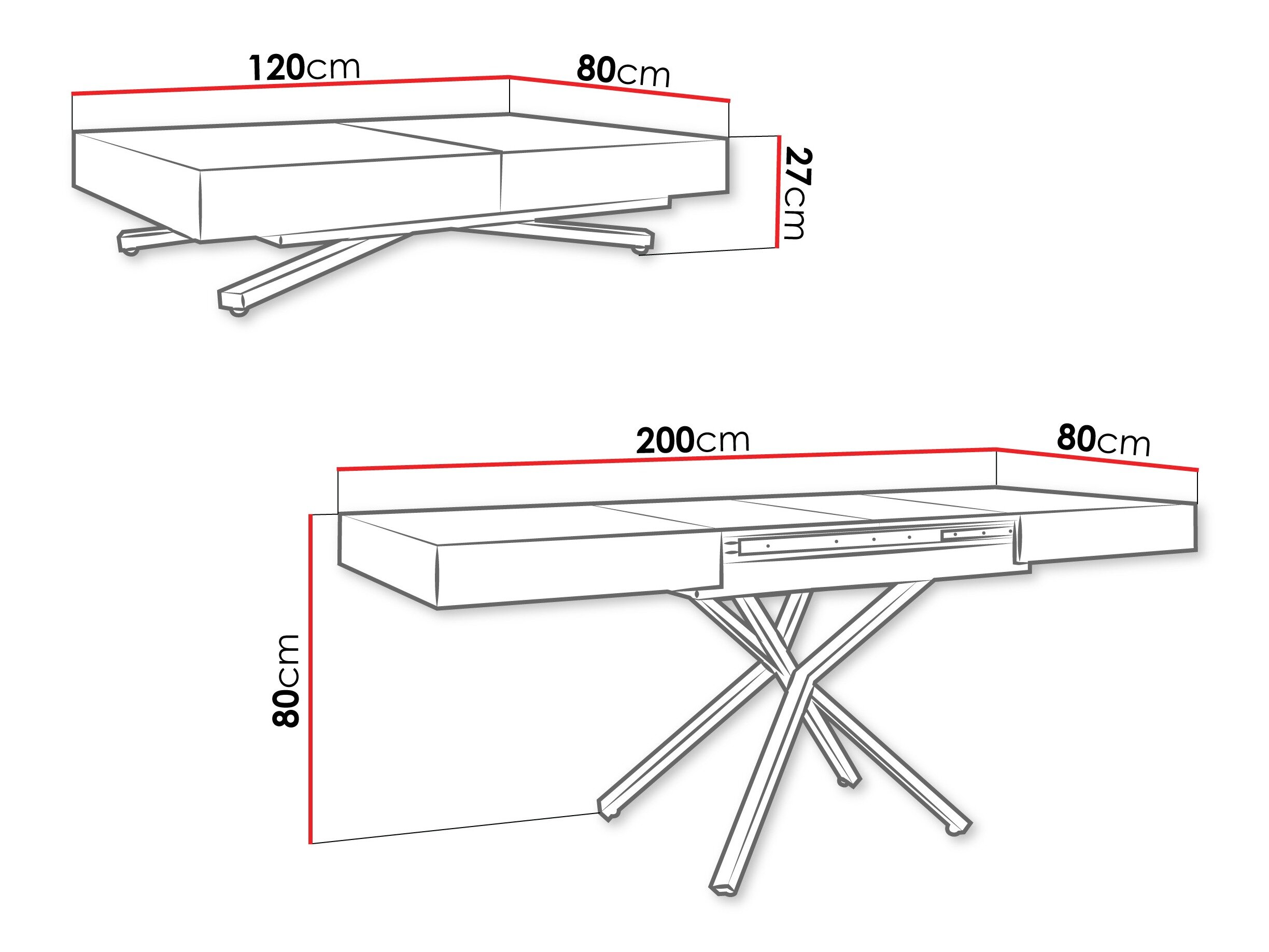Transformer sofabord Oswego 178 (Kashmir)