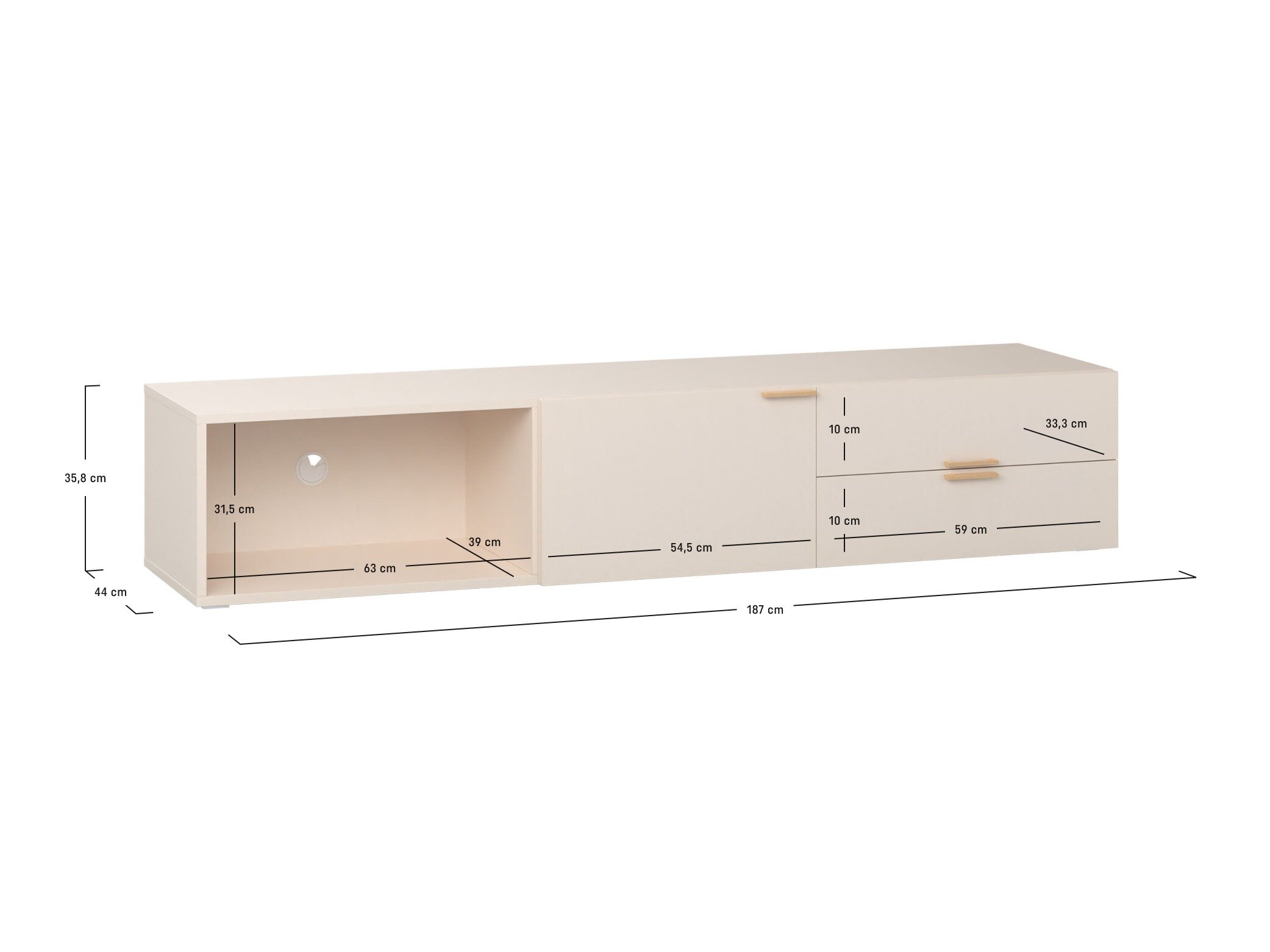 TV-Möbel Veldalo 123 (Eichenholzoptik hell)