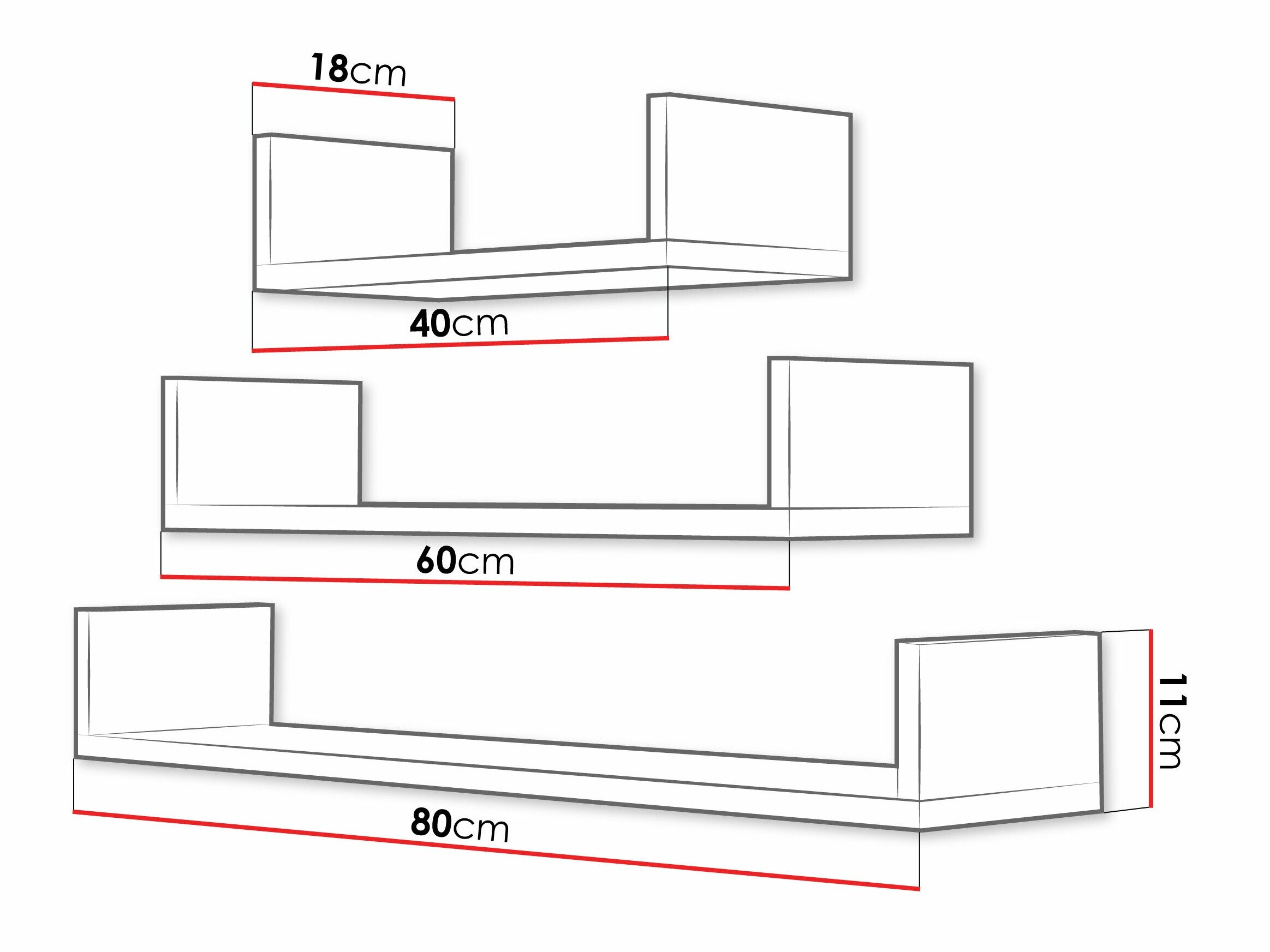 Sæt med vægmonterede reoler Lexicon (Sonoma eg)