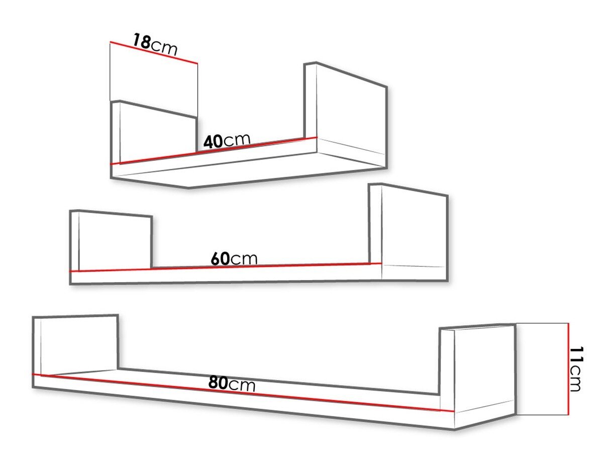 Sæt med vægmonterede reoler Sarasota 105 (Kashmir)