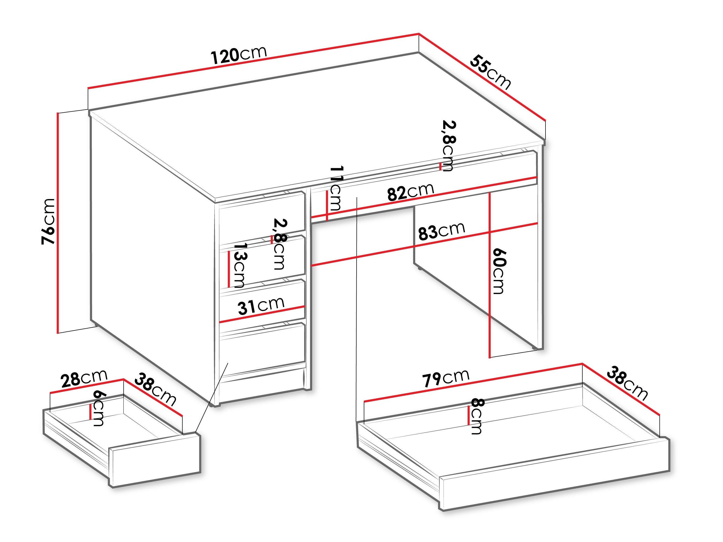 Skrivebord Comfivo 312 (Valnød)