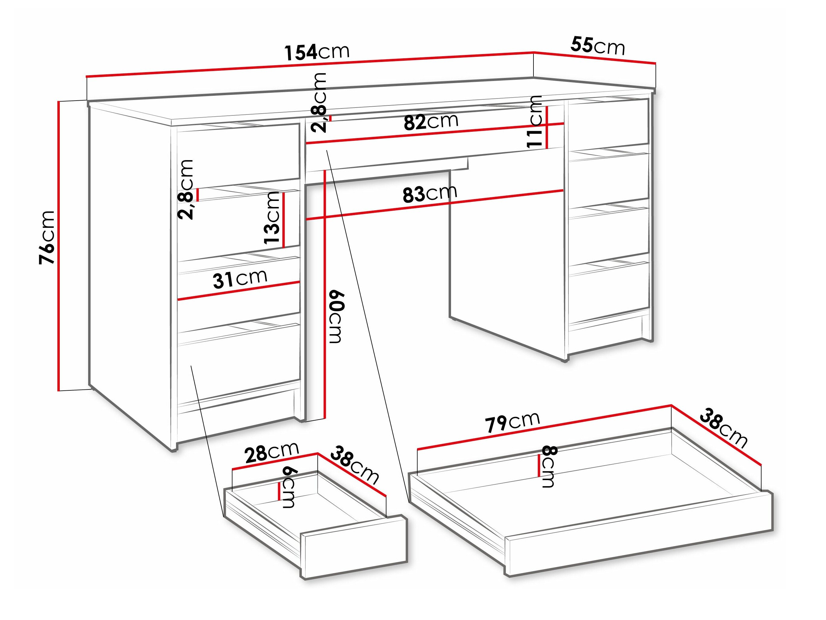 Skrivebord Comfivo 401 (Hvid)
