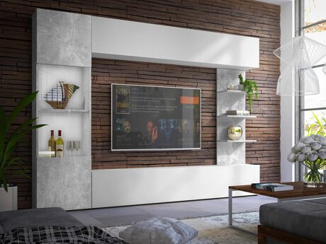 Stuemøbelsæt Comfivo 210 (Hvid + Beton)