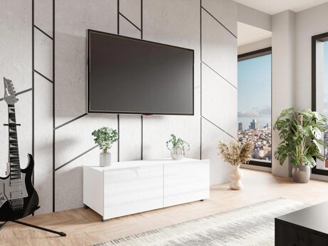 TV-meubel Remus I (Wit + Glanzend wit)