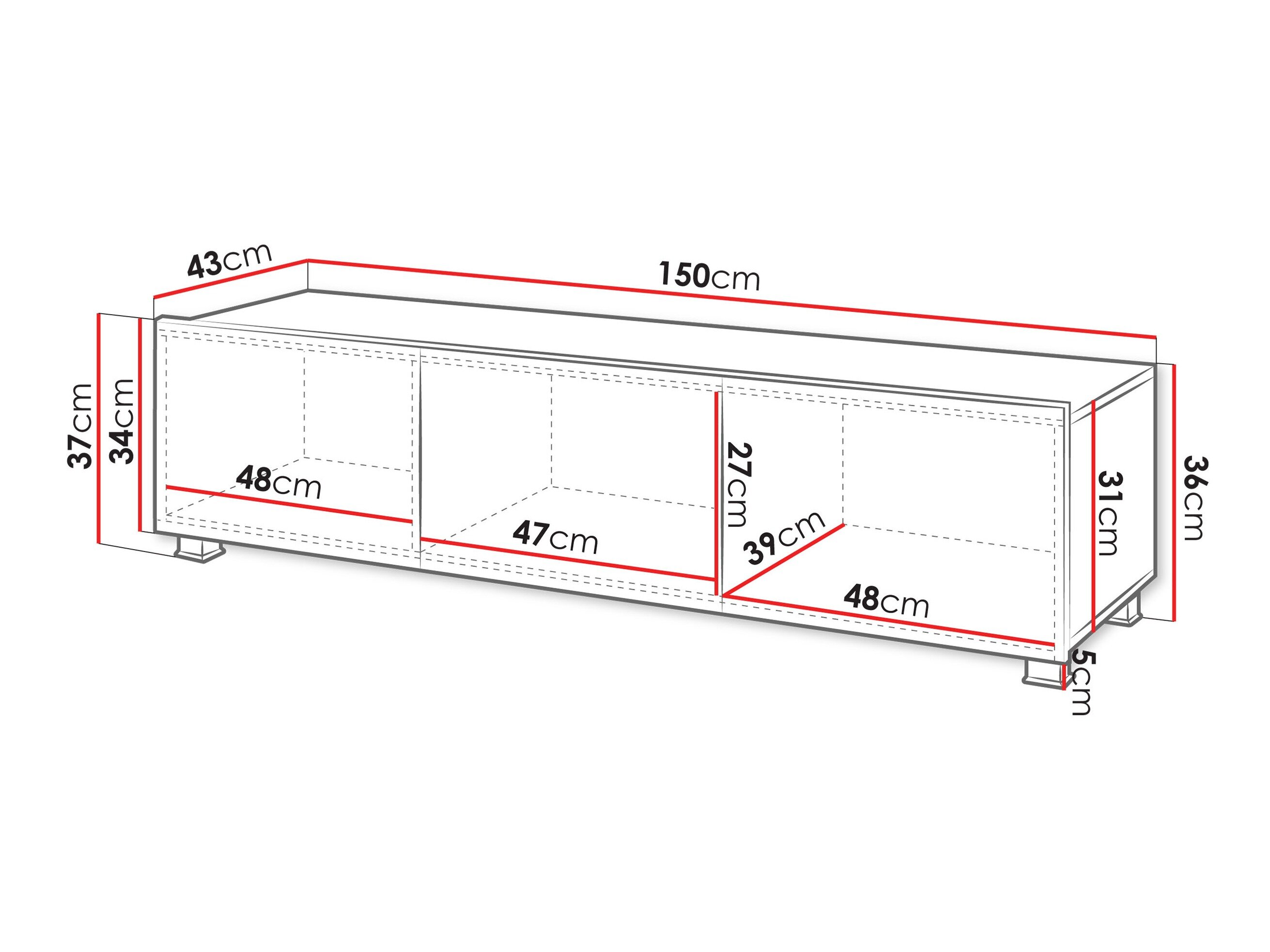 TV-bord Remus (Sort + Blank sort)