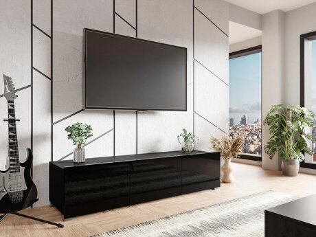 TV-meubel Remus (Zwart + Glanzend zwart)
