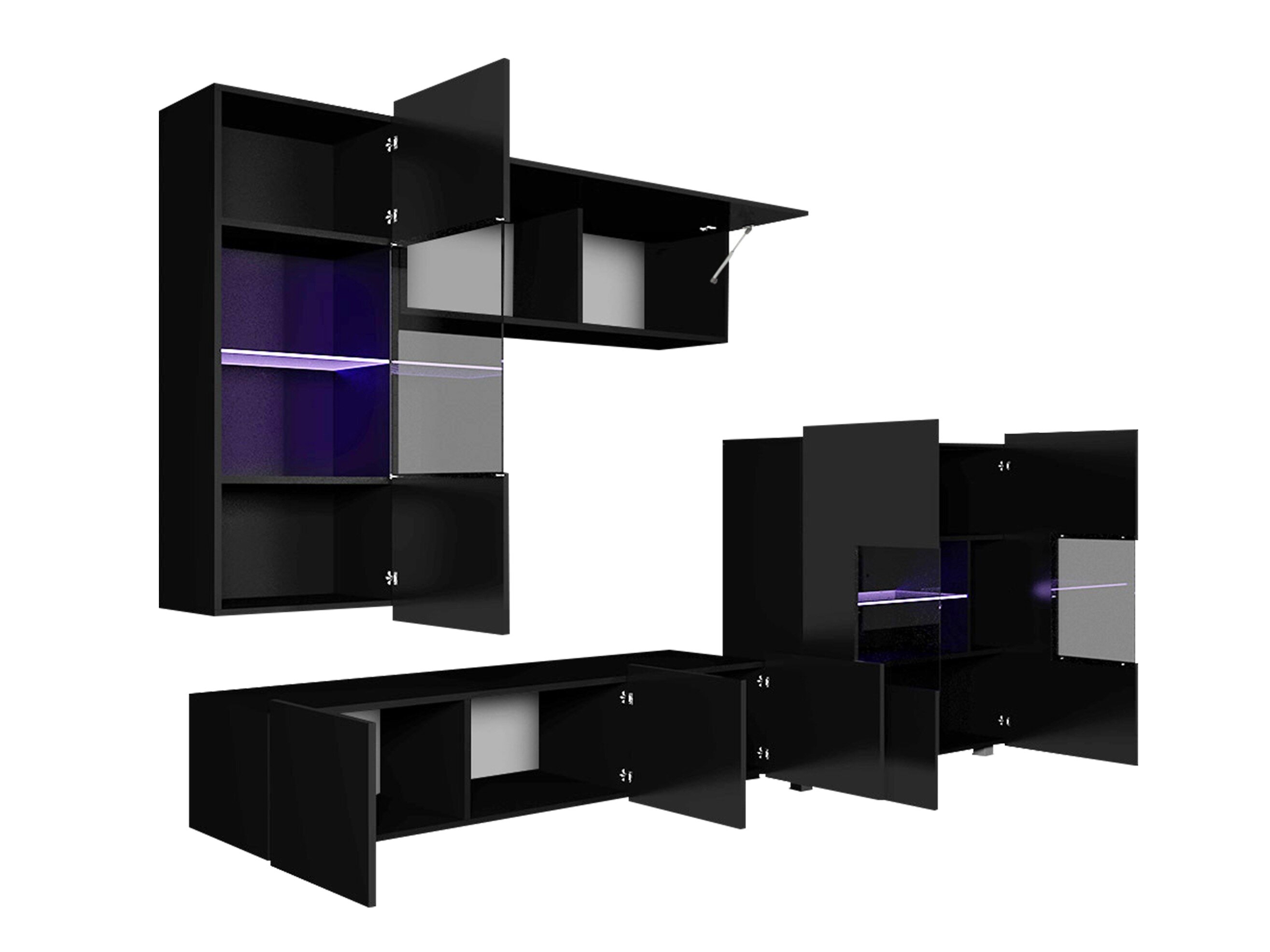 Stuemøbelsæt Remus III (Sort + Blank sort + Hvid + Glansfuld hvid)