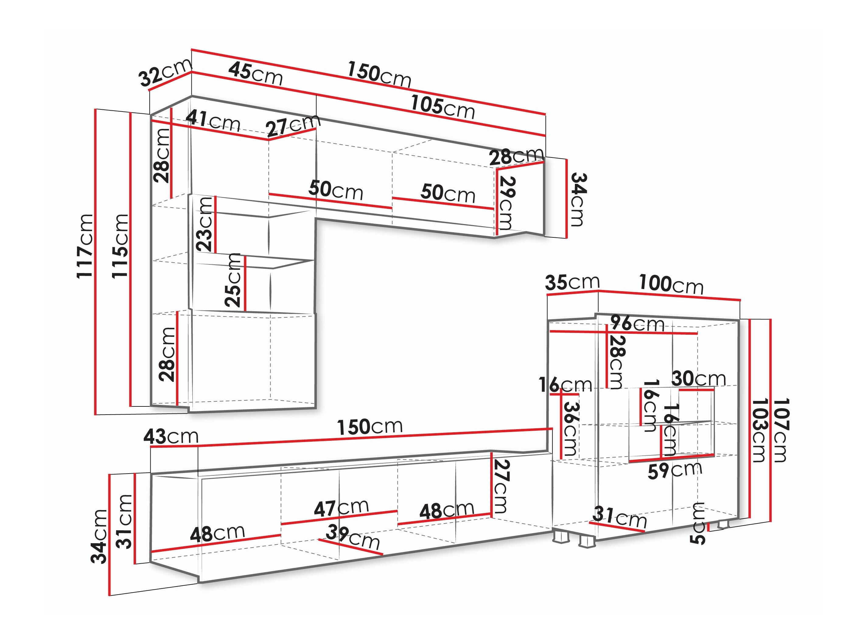 Stuemøbelsæt Remus III (Sort + Blank sort)