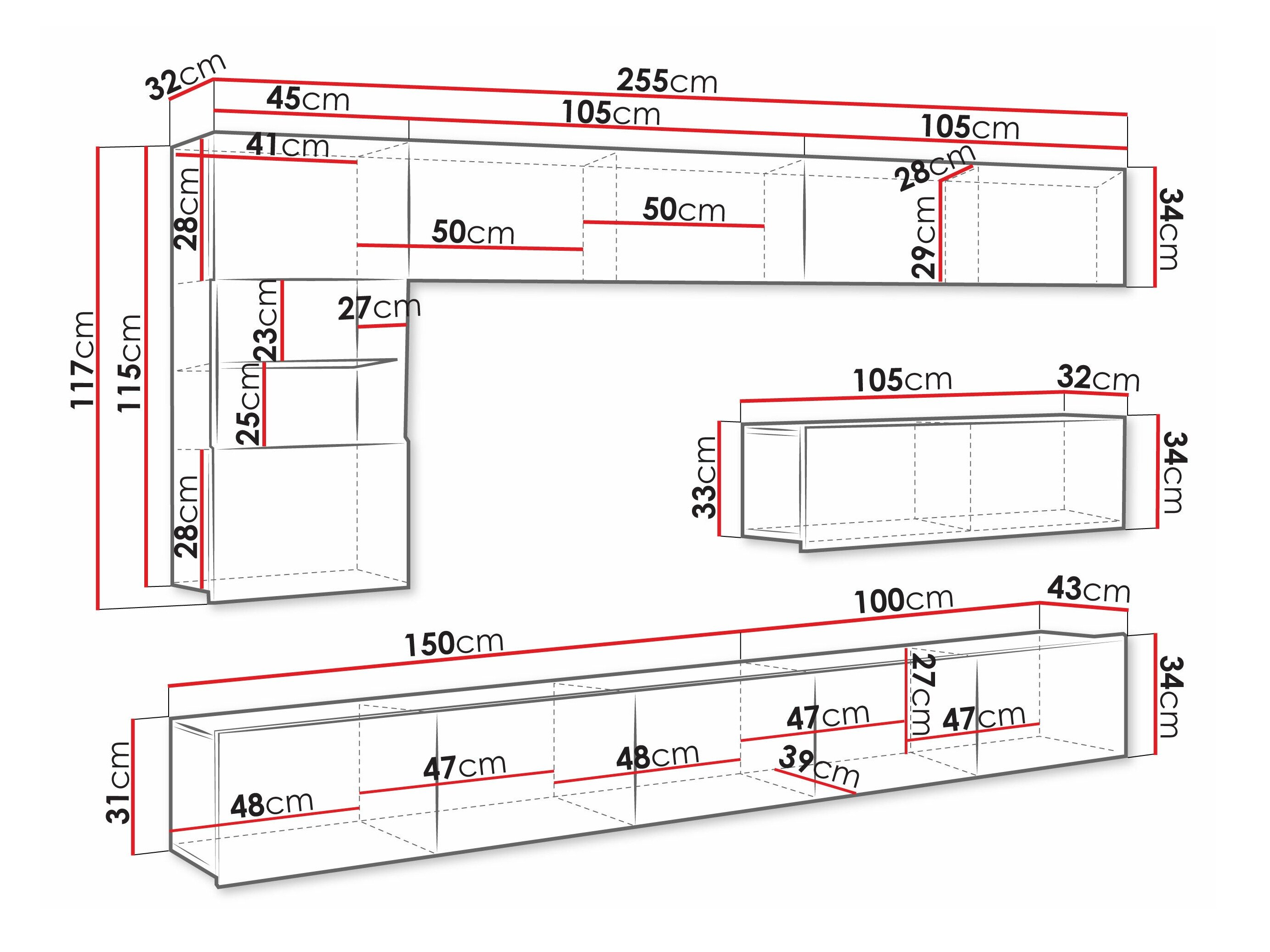 Stuemøbelsæt Remus IV (Gylden eg + Hvid + Glansfuld hvid)