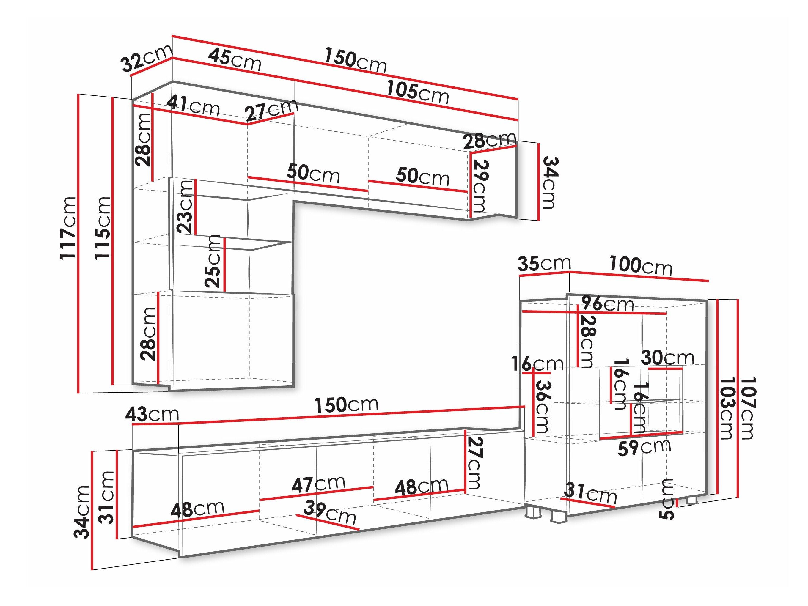Stuemøbelsæt Tivdalu 107 (Hvid + Glansfuld hvid)