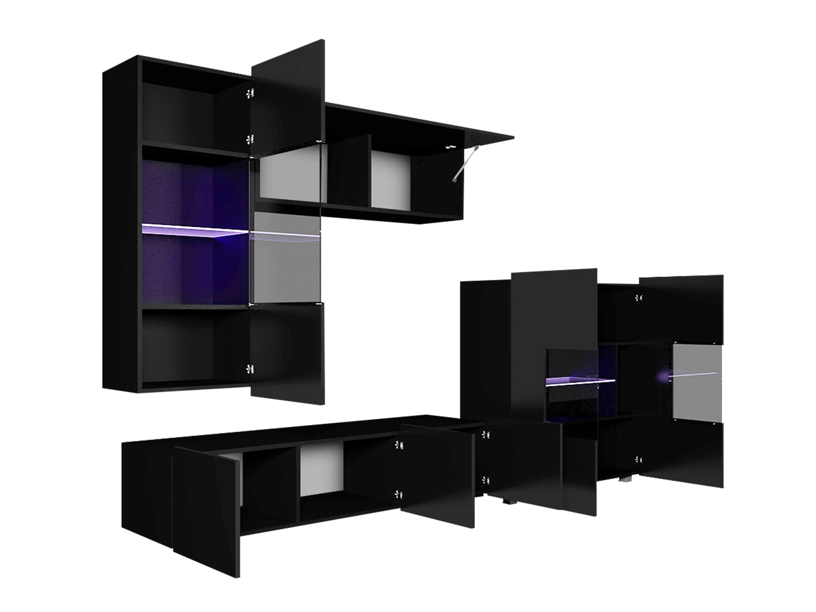 Stuemøbelsæt Tivdalu 107 (Sort + Blank sort + Hvid + Glansfuld hvid)