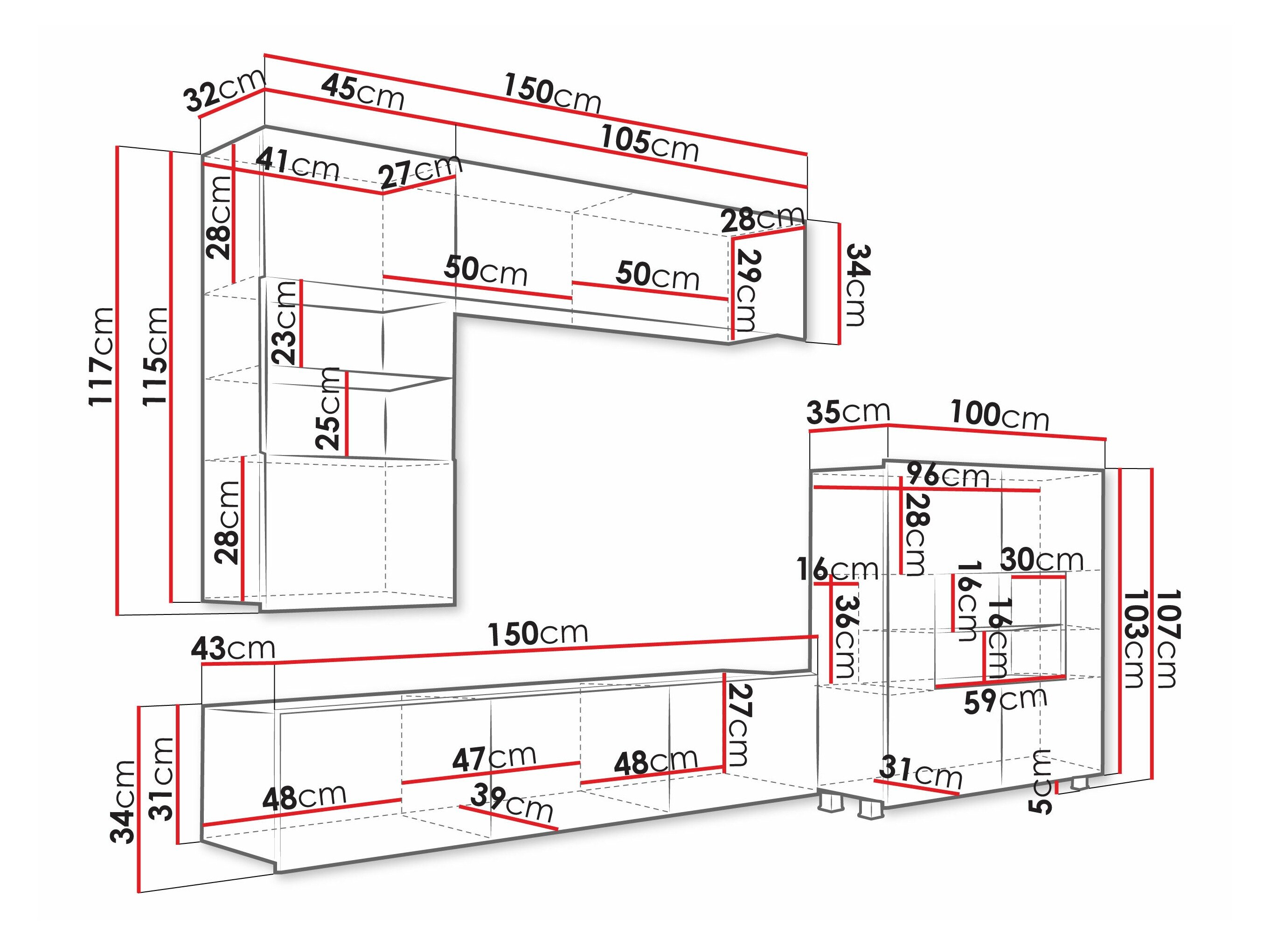 Stuemøbelsæt Tivdalu 107 (Sort + Blank sort)
