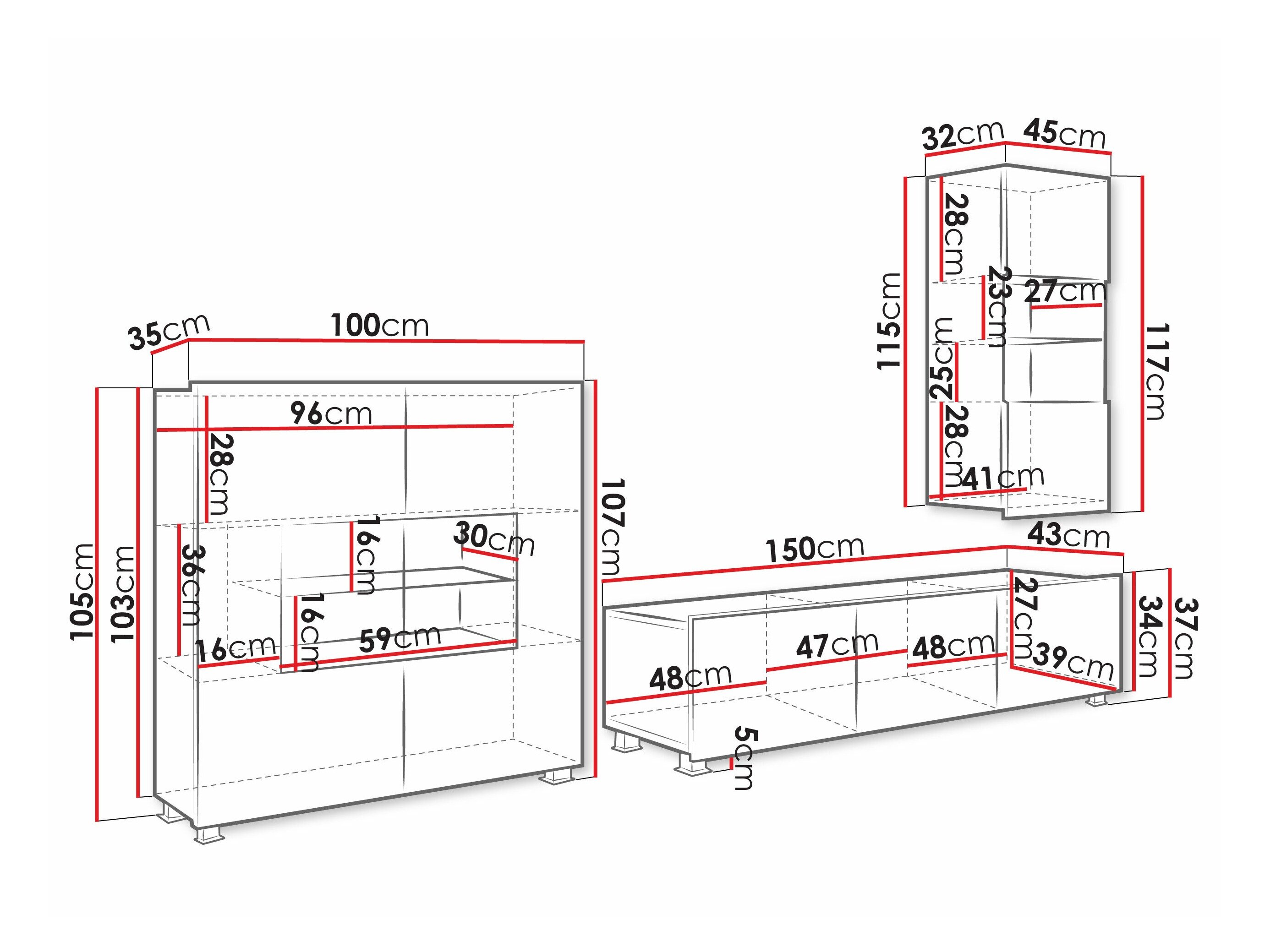 Stuemøbelsæt Tivdalu 111 (Hvid + Glansfuld hvid)