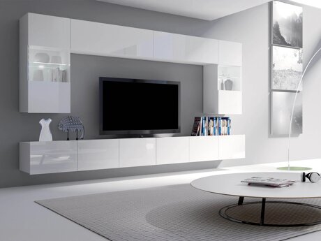 Ensemble de salon Remus I (Blanc + Blanc brillant)