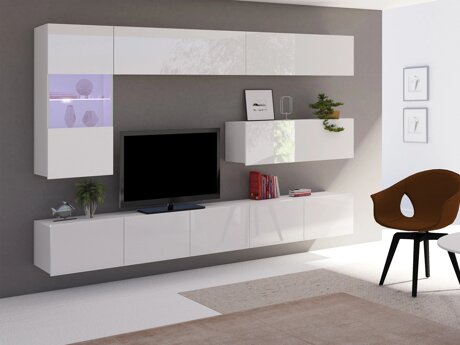 Ensemble de salon Remus IV (Blanc + Blanc brillant)