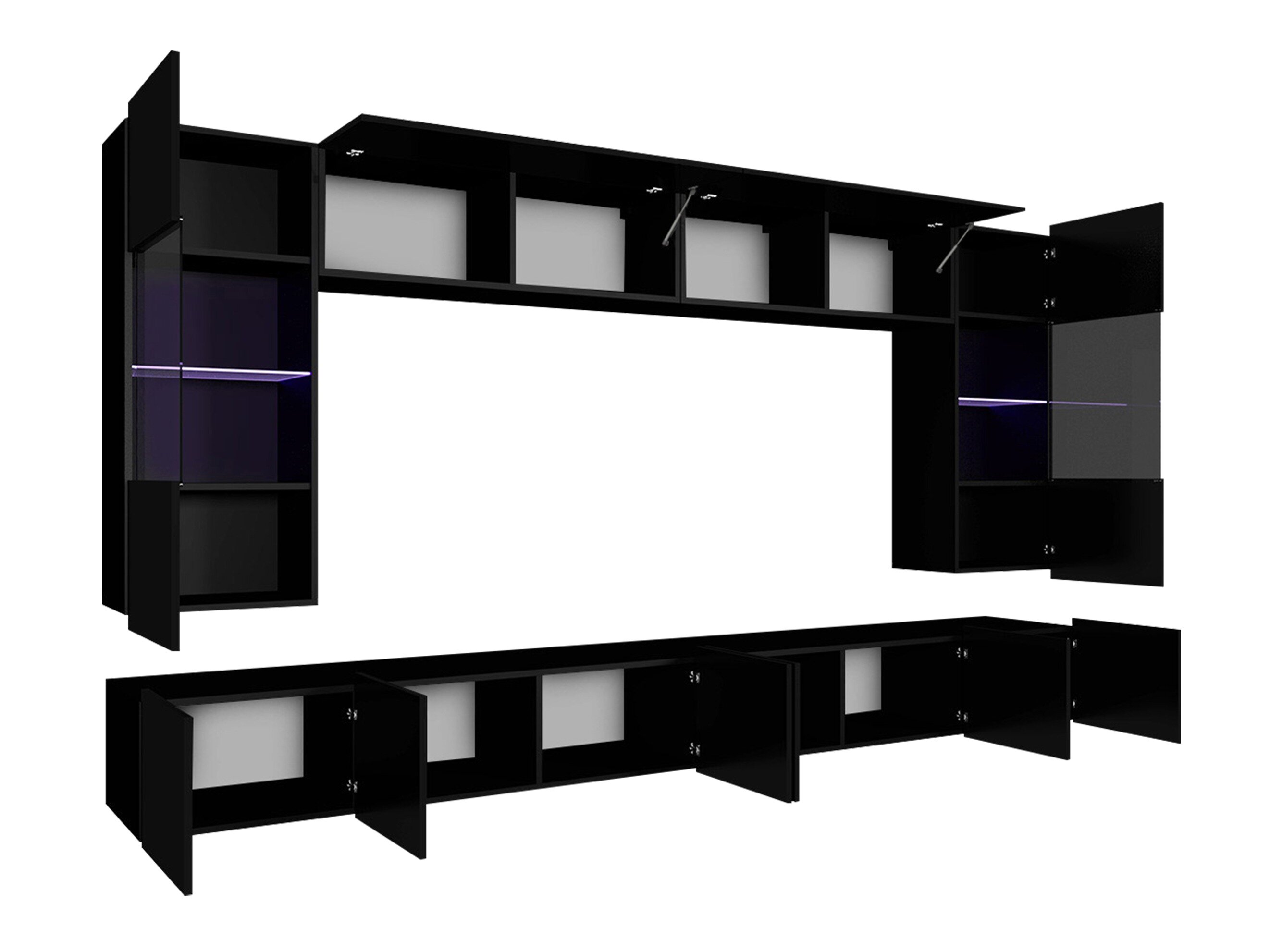 Stuemøbelsæt Remus I (Glansfuld hvid + Blank sort)