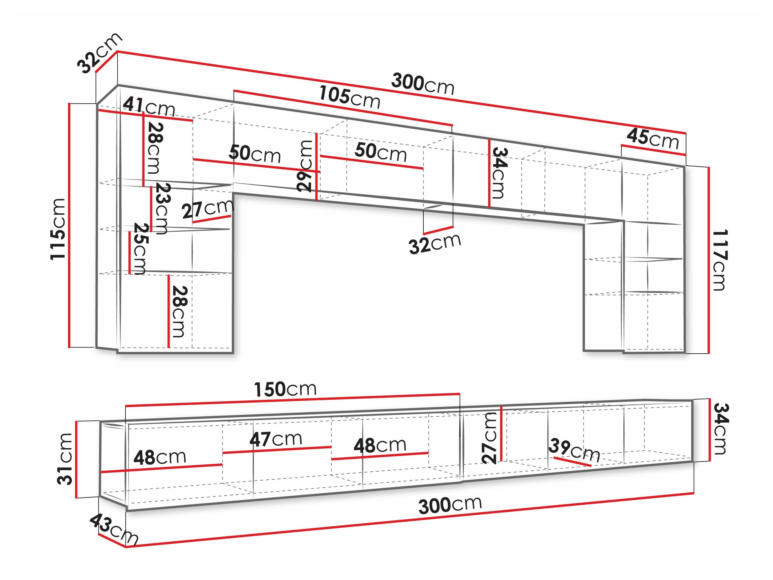 Stuemøbelsæt Remus I (Gylden eg + Hvid + Glansfuld hvid)