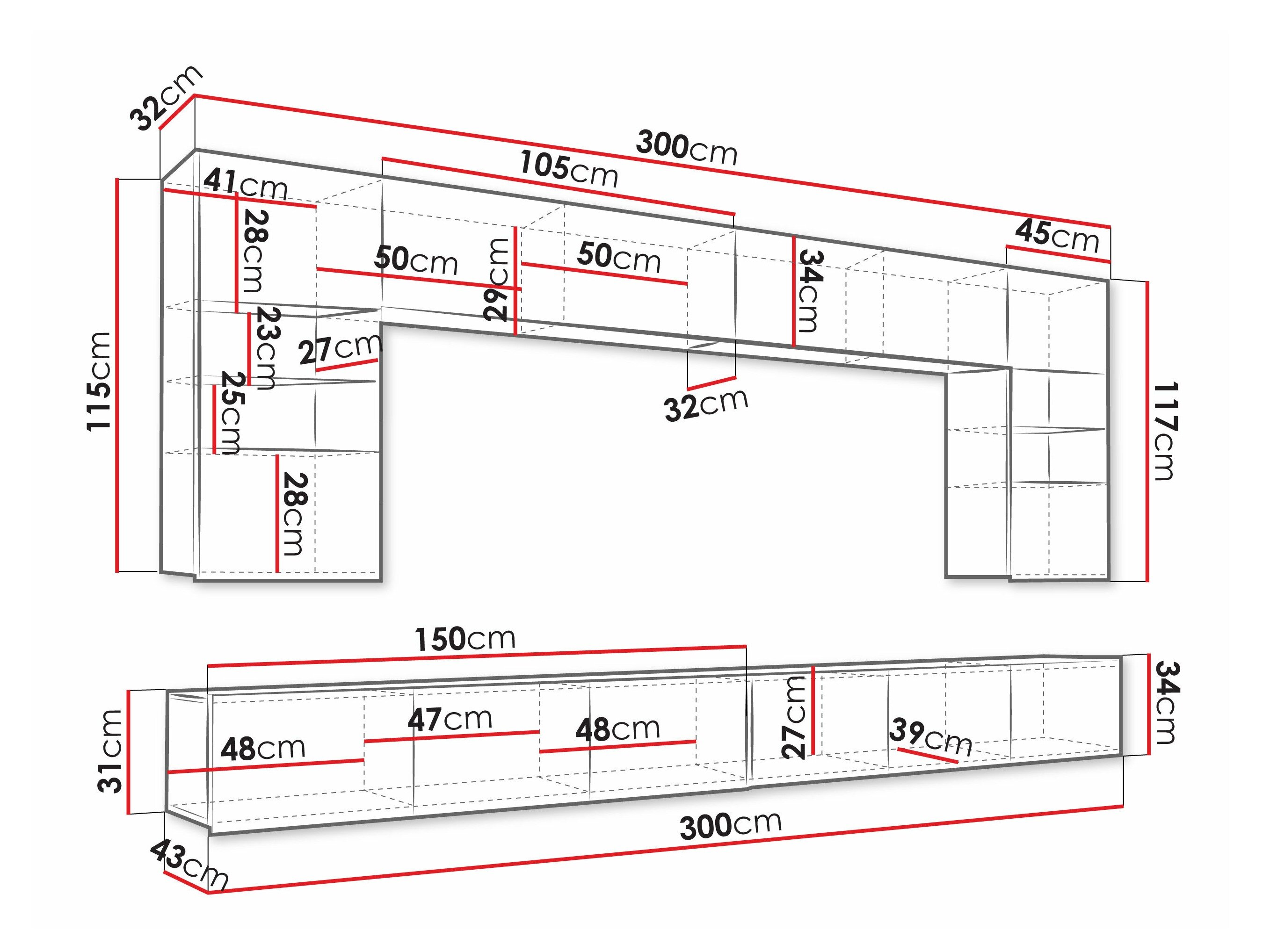 Stuemøbelsæt Remus I (Hvid + Glansfuld hvid)