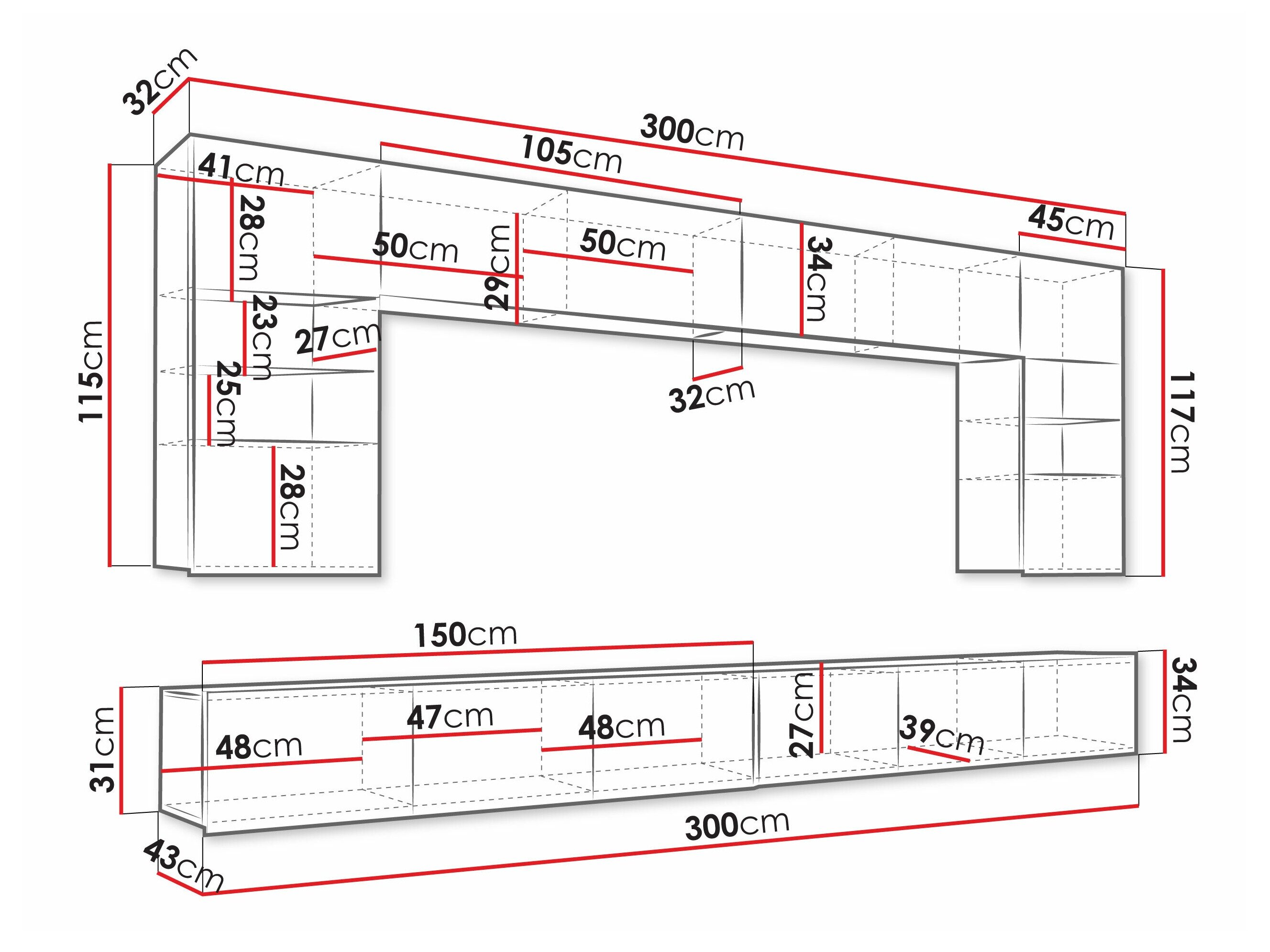 Stuemøbelsæt Remus I (Hvid + Glansfuld hvid)