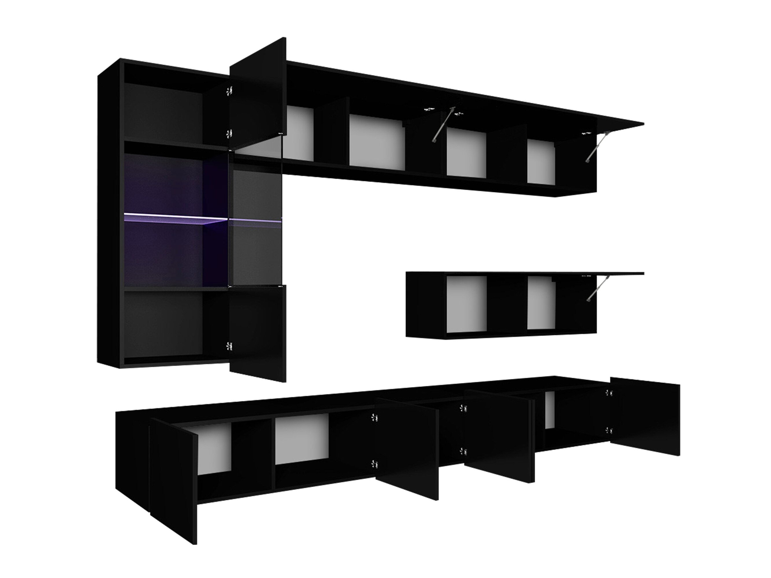 Stuemøbelsæt Remus IV (Hvid + Glansfuld hvid + Sort + Blank sort)
