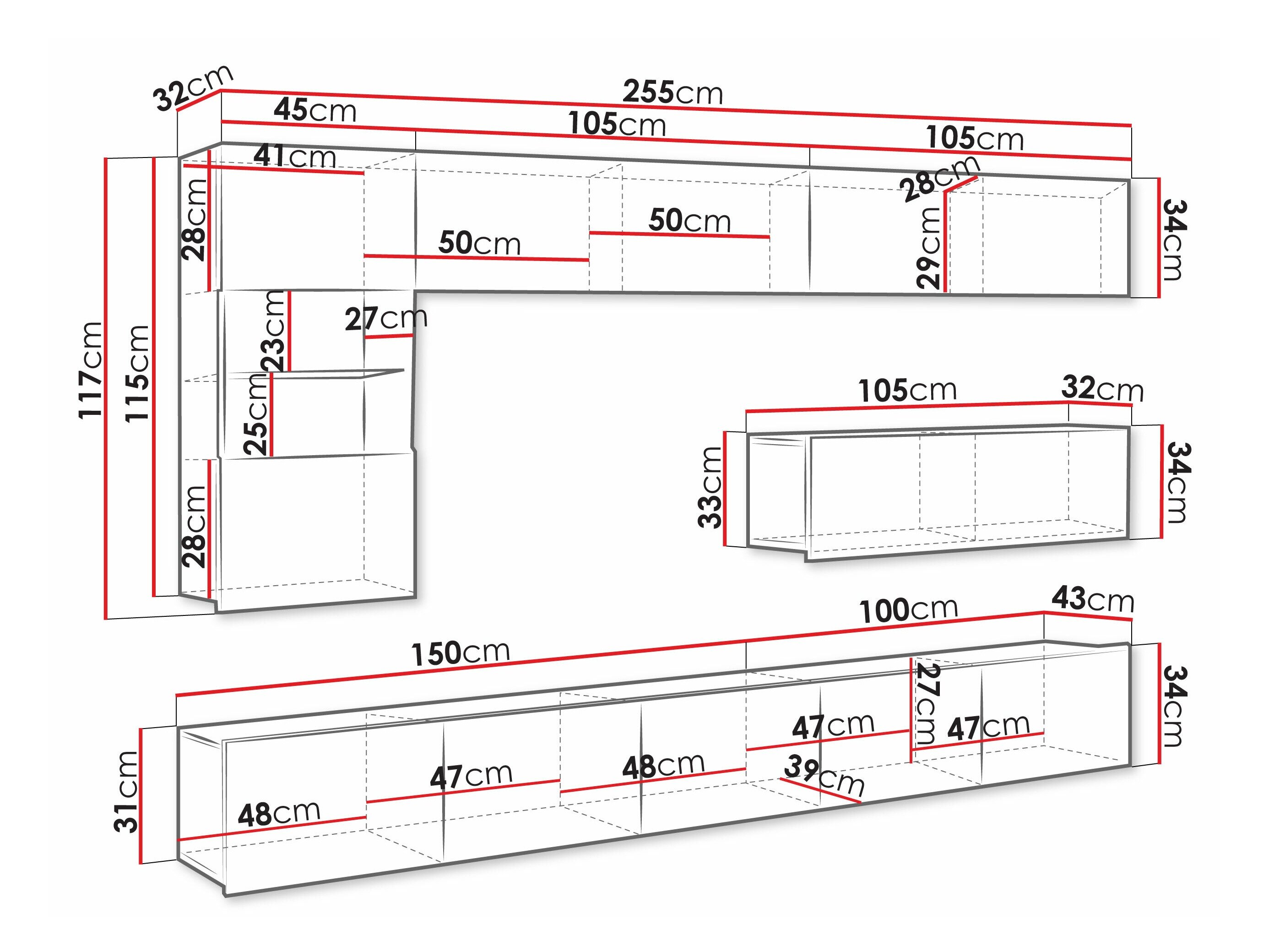 Stuemøbelsæt Remus IV (Hvid + Glansfuld hvid)