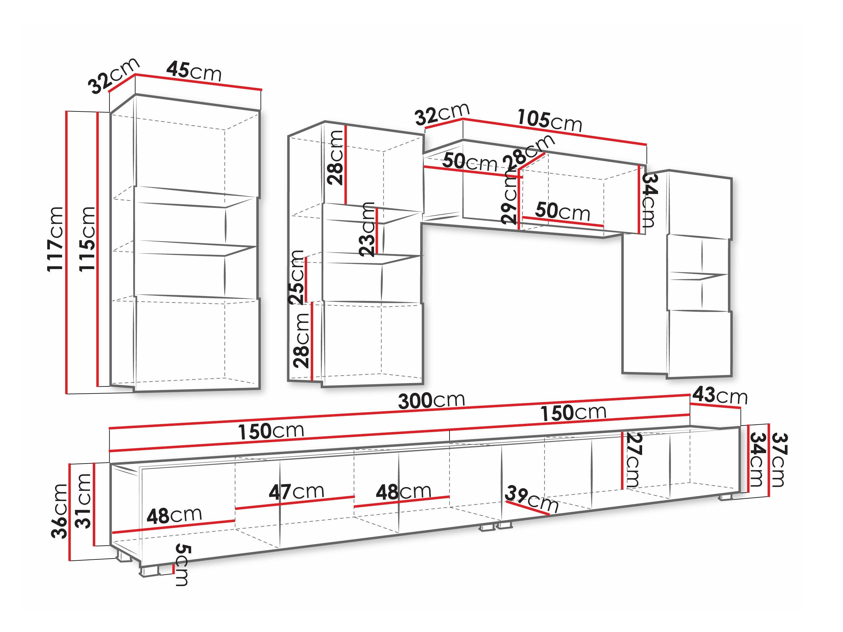 Stuemøbelsæt Remus V (Hvid + Glansfuld hvid)