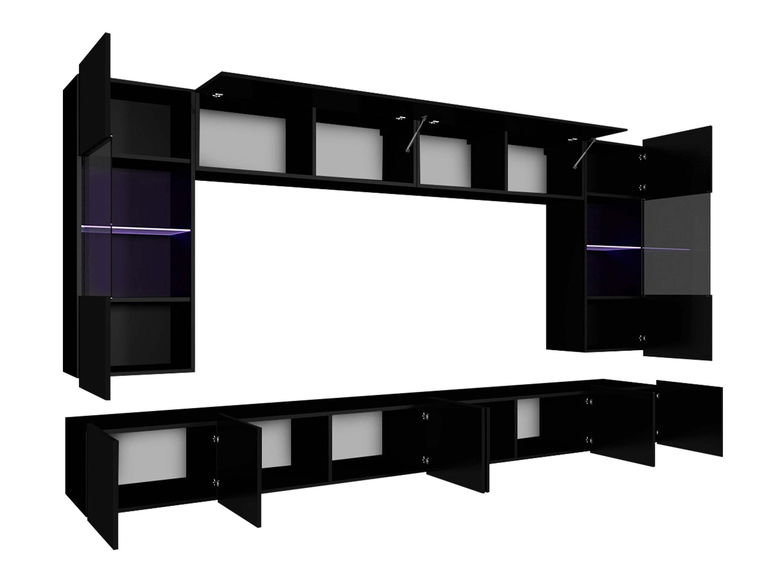 Stuemøbelsæt Tivdalu 105 (Glansfuld hvid + Blank sort)