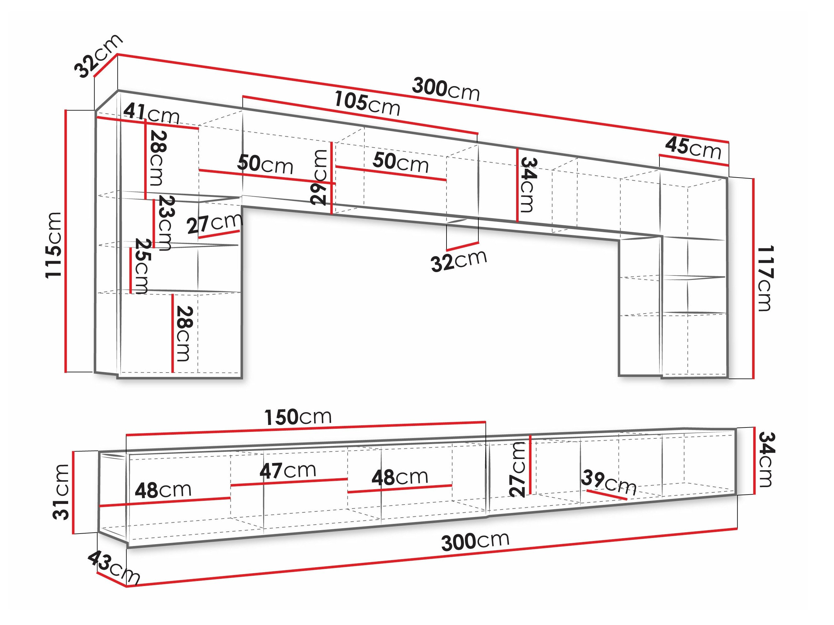 Stuemøbelsæt Tivdalu 105 (Glansfuld hvid + Blank sort)