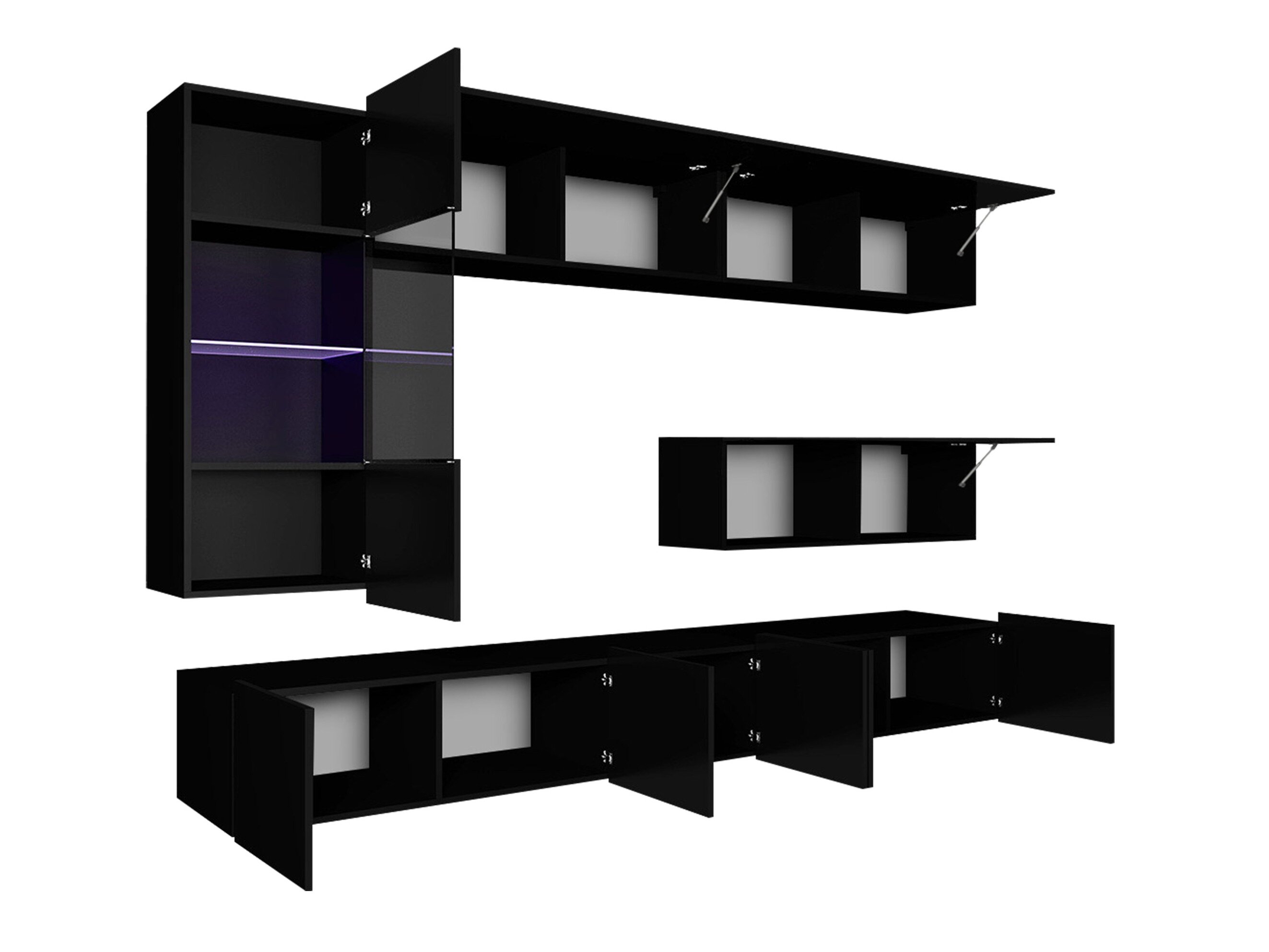 Stuemøbelsæt Tivdalu 108 (Hvid + Glansfuld hvid + Sort + Blank sort)
