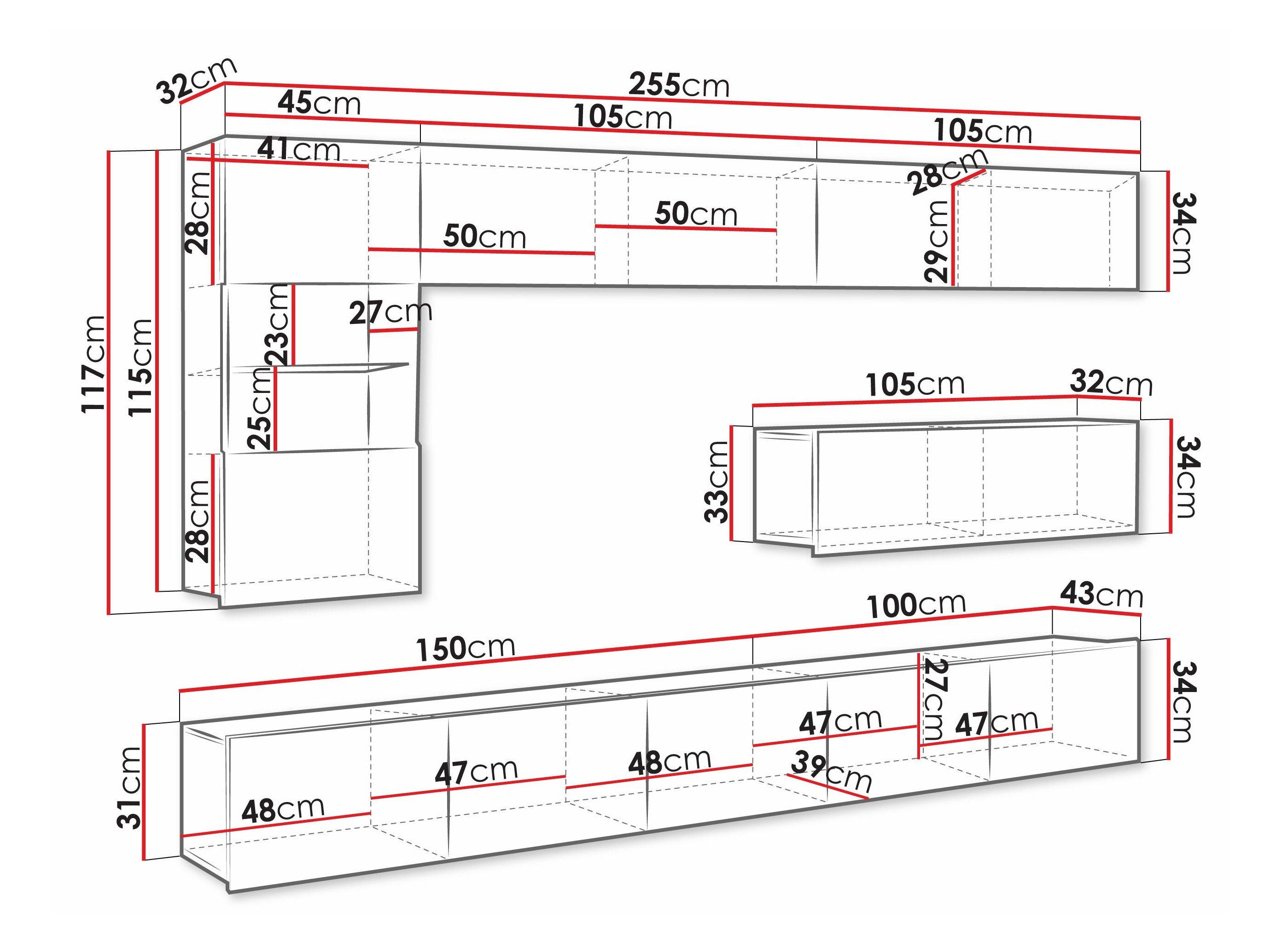 Stuemøbelsæt Tivdalu 108 (Hvid + Glansfuld hvid + Sort + Blank sort)