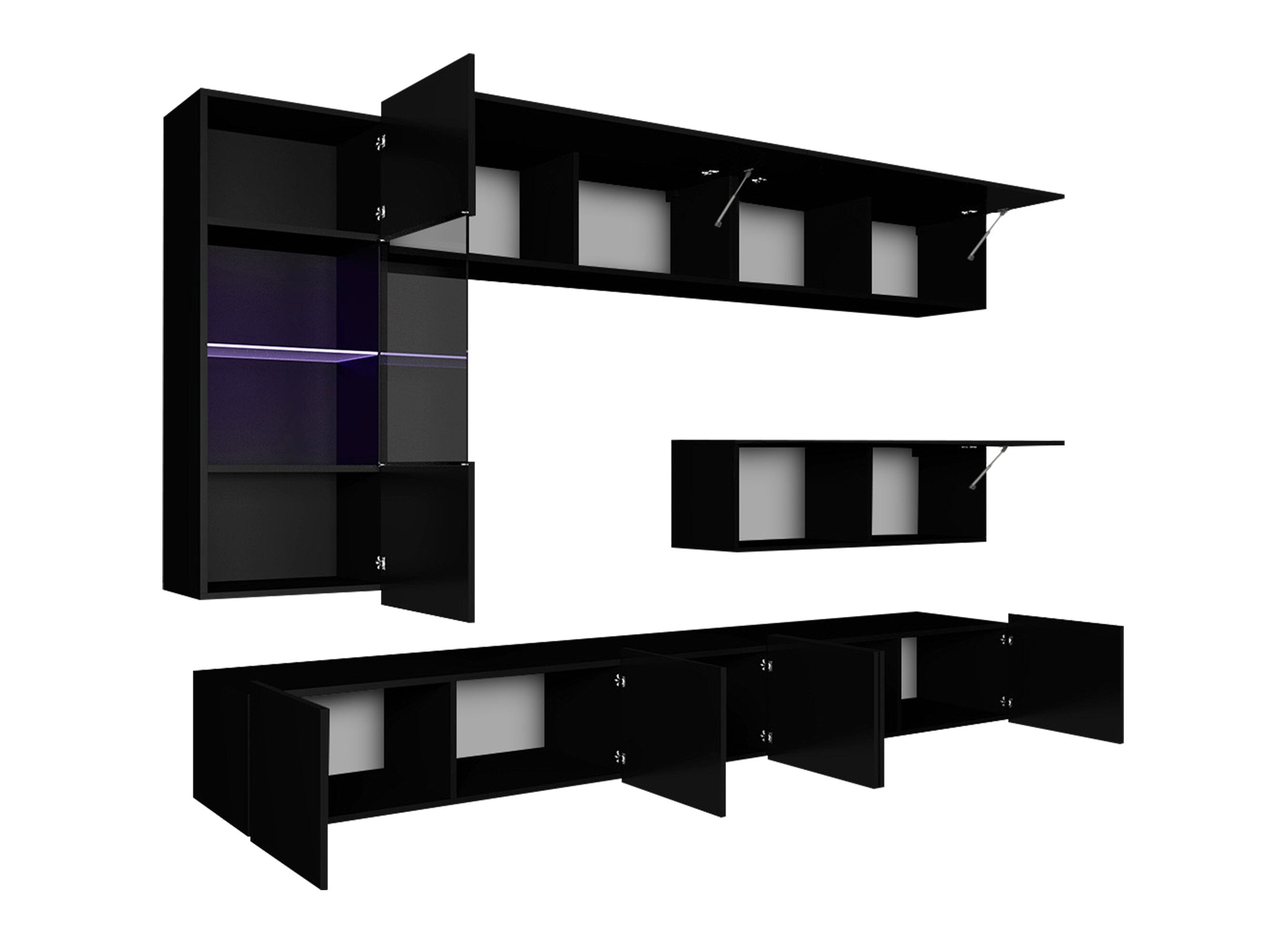 Stuemøbelsæt Tivdalu 108 (Hvid + Glansfuld hvid + Sort + Blank sort)