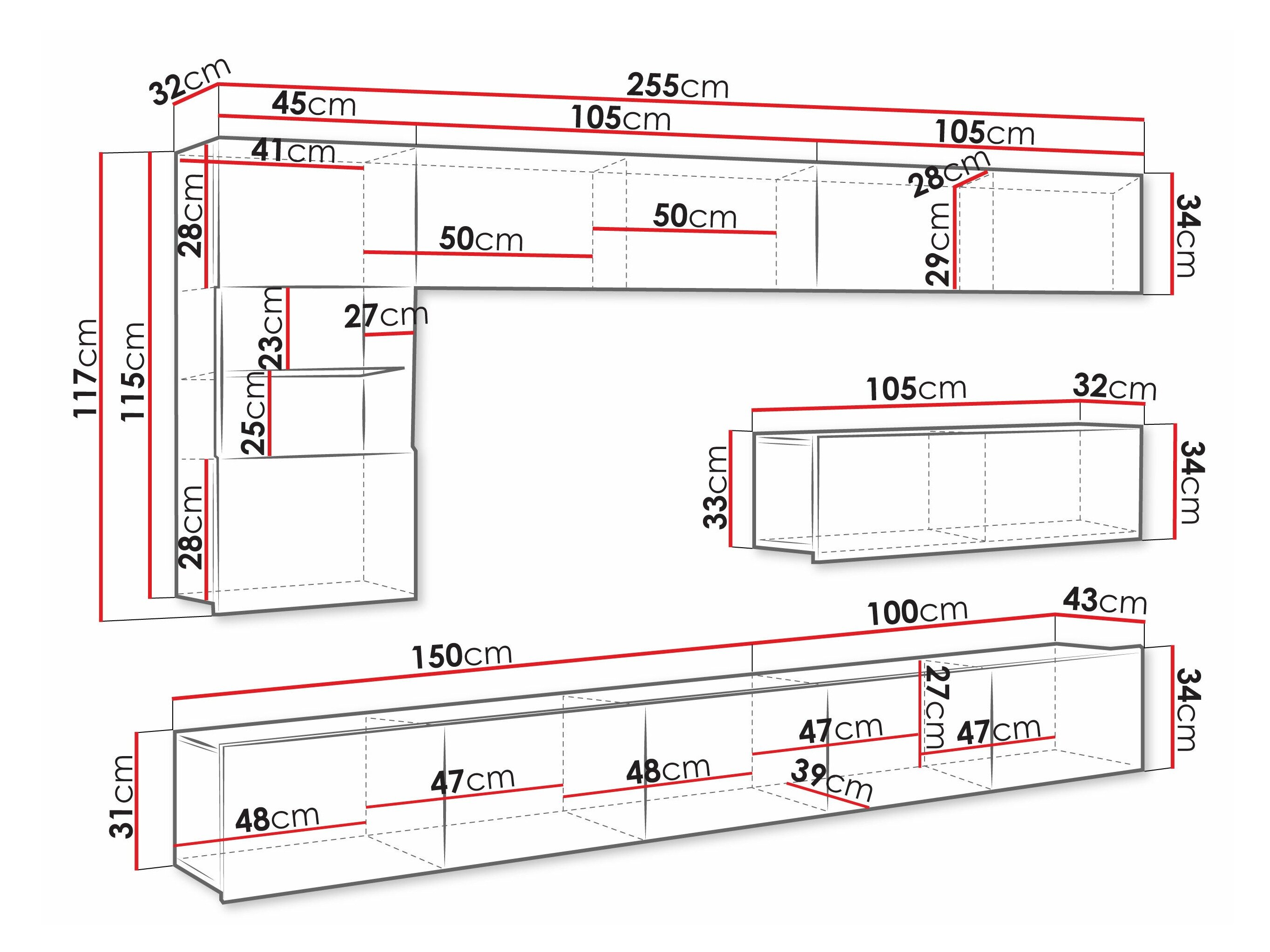 Stuemøbelsæt Tivdalu 108 (Hvid + Glansfuld hvid + Sort + Blank sort)