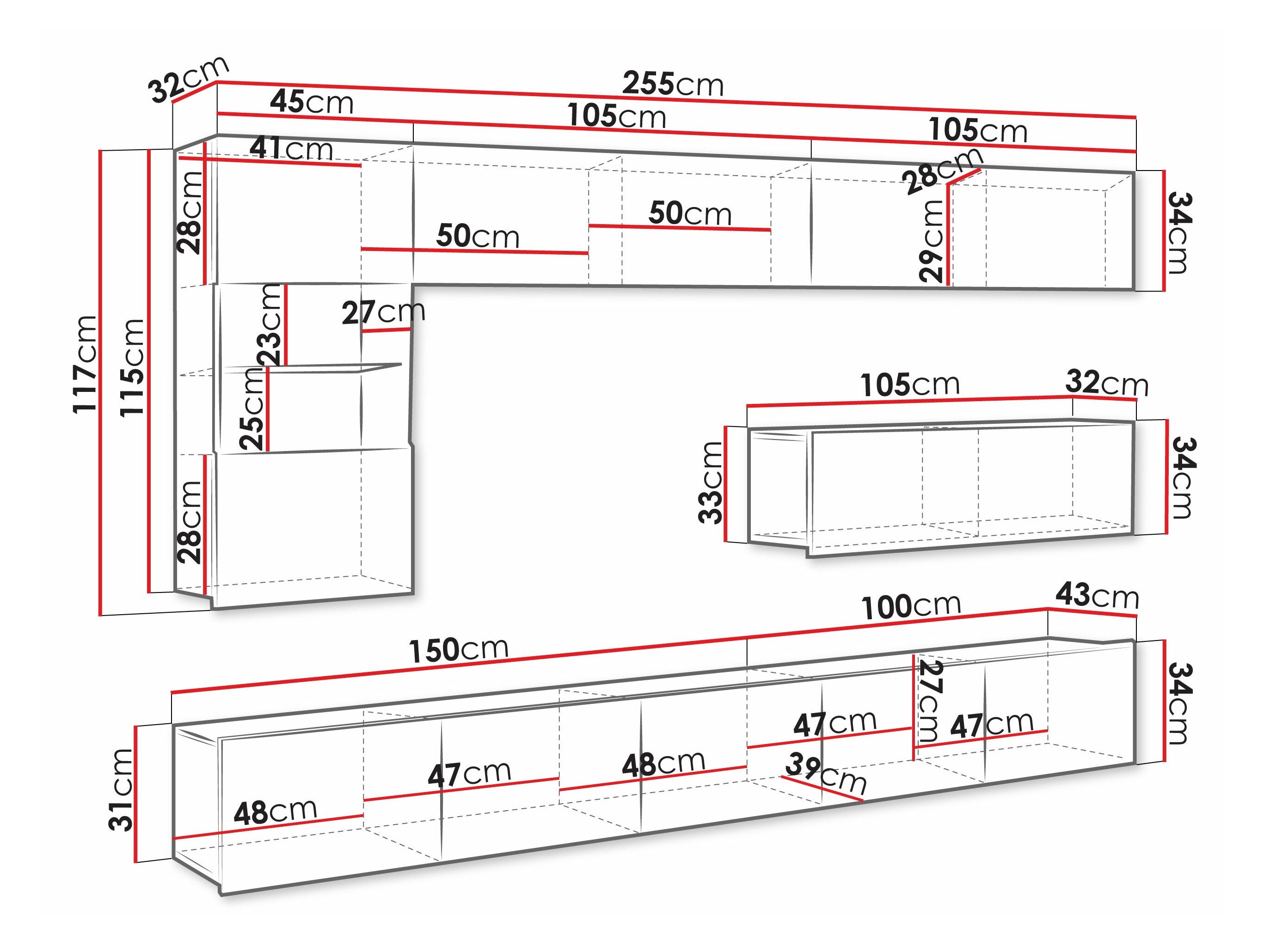 Stuemøbelsæt Tivdalu 108 (Hvid + Glansfuld hvid)