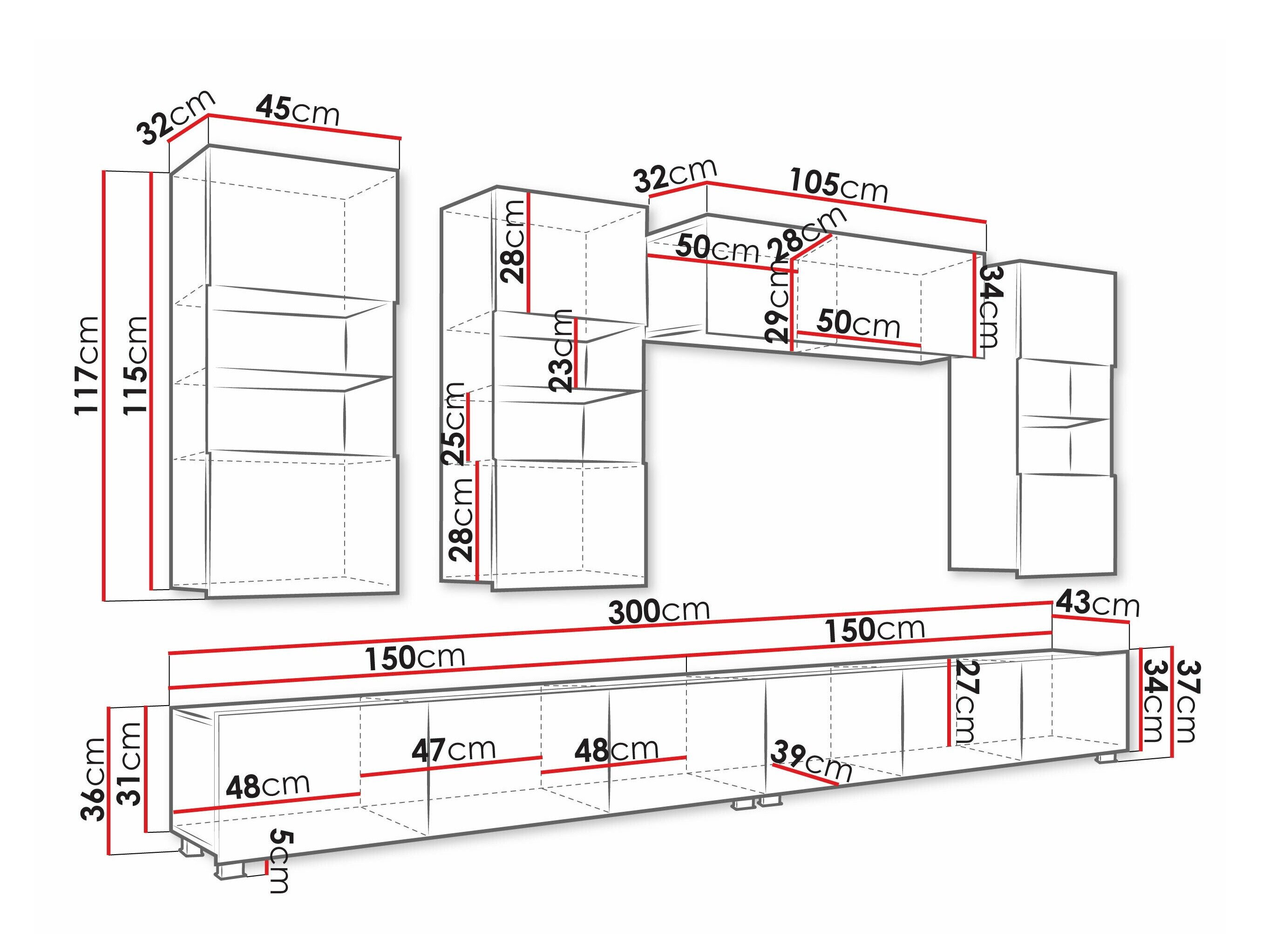 Stuemøbelsæt Tivdalu 109 (Hvid + Glansfuld hvid + Sort + Blank sort)