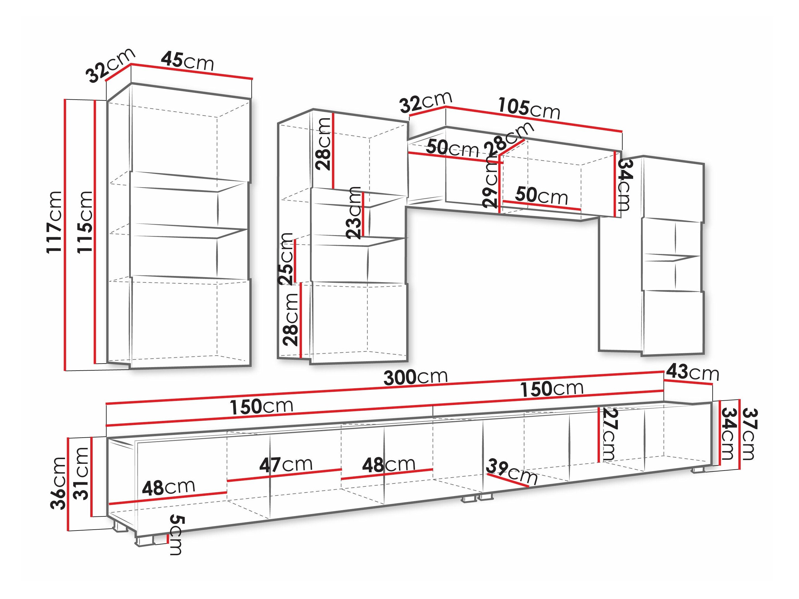 Stuemøbelsæt Tivdalu 109 (Hvid + Glansfuld hvid + Sort + Blank sort)