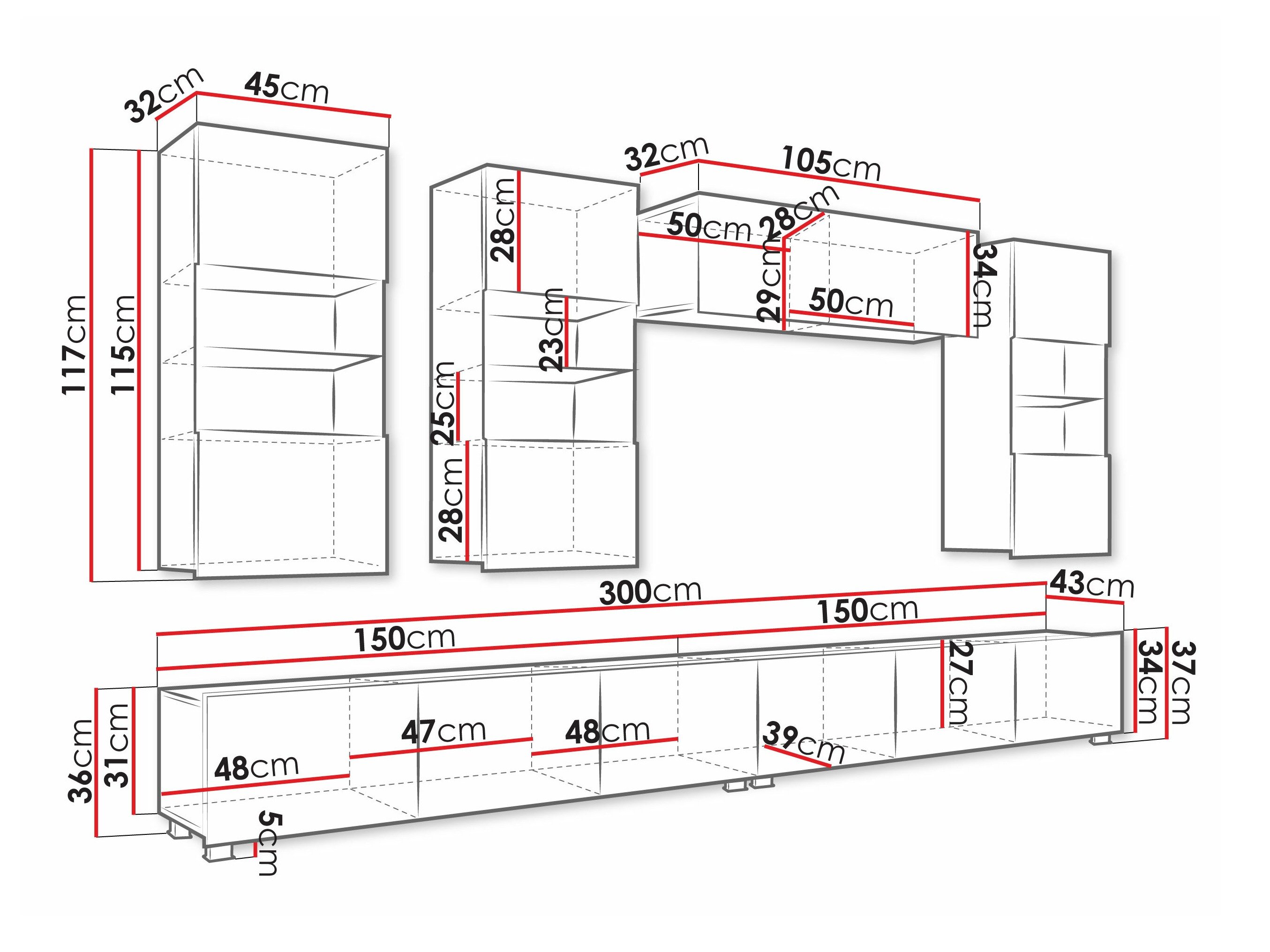 Stuemøbelsæt Tivdalu 109 (Hvid + Glansfuld hvid)