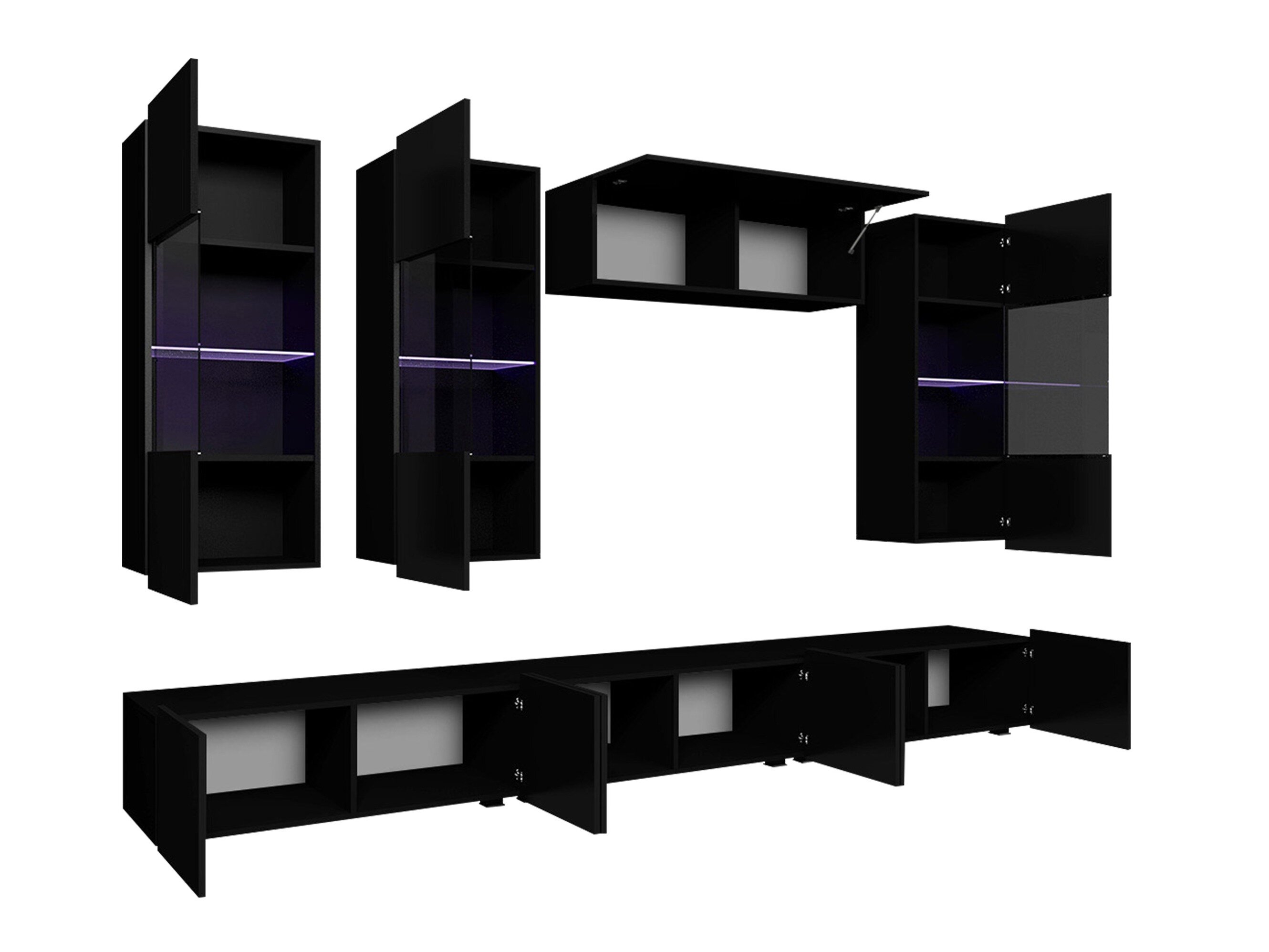 Stuemøbelsæt Remus XI (Hvid + Glansfuld hvid + Sort + Blank sort)