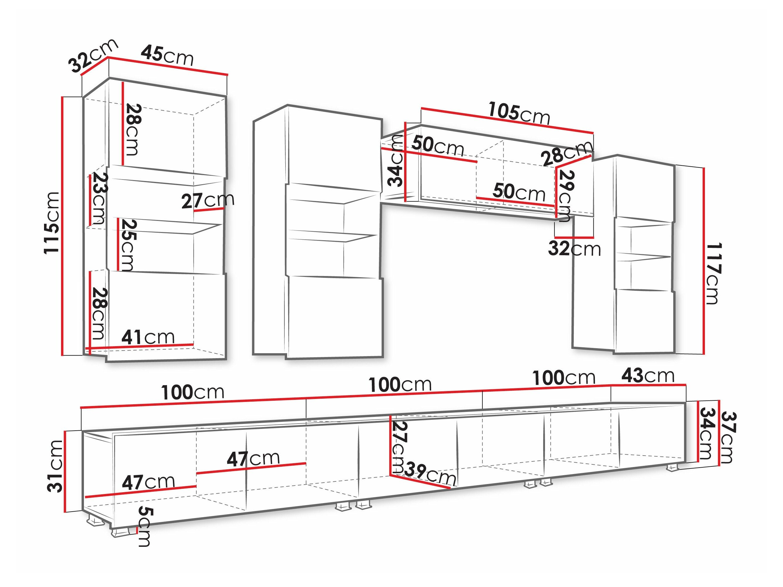 Stuemøbelsæt Remus XI (Hvid + Glansfuld hvid)