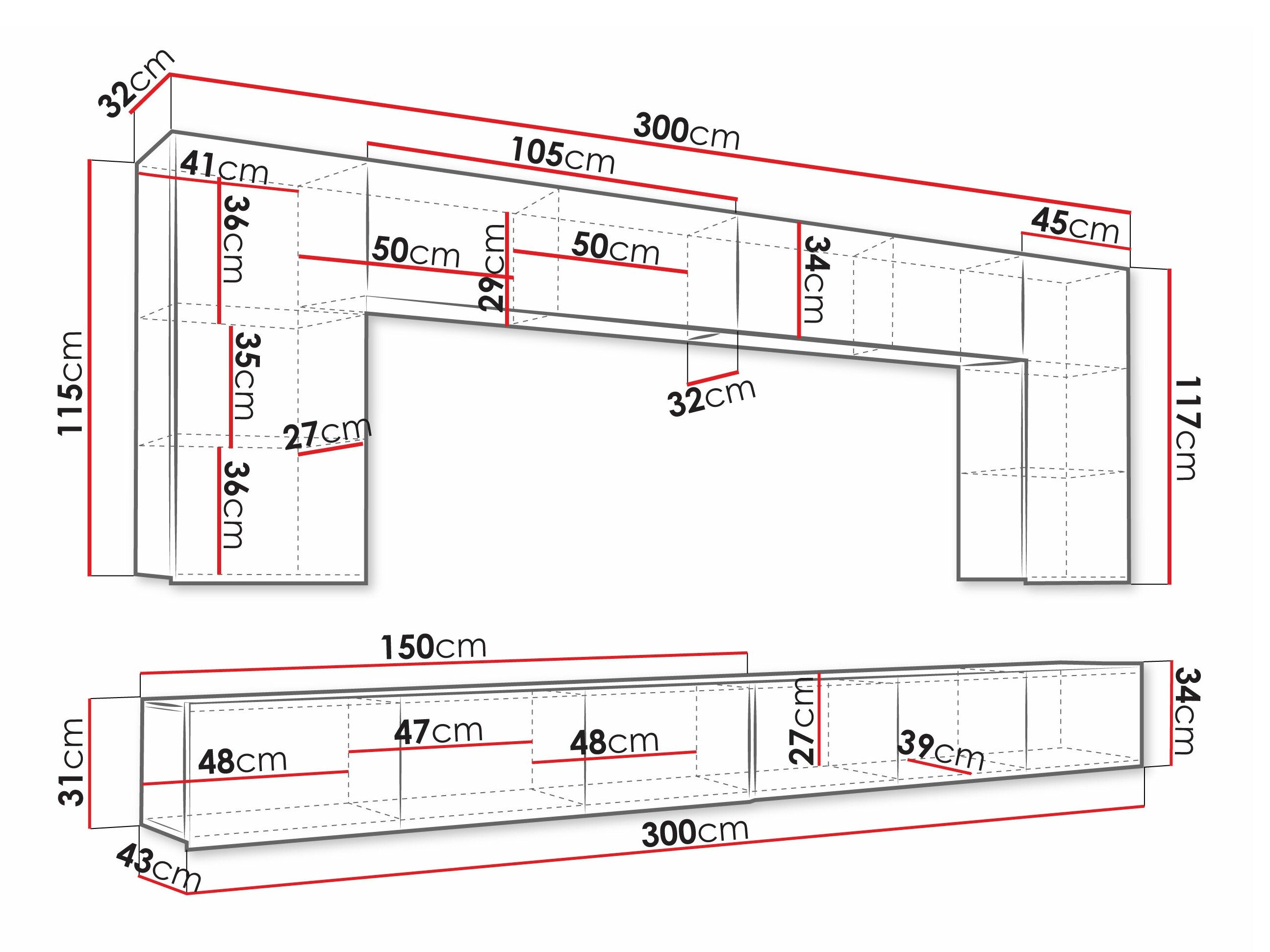 Stuemøbelsæt Remus XIII (Gylden eg + Hvid + Glansfuld hvid)