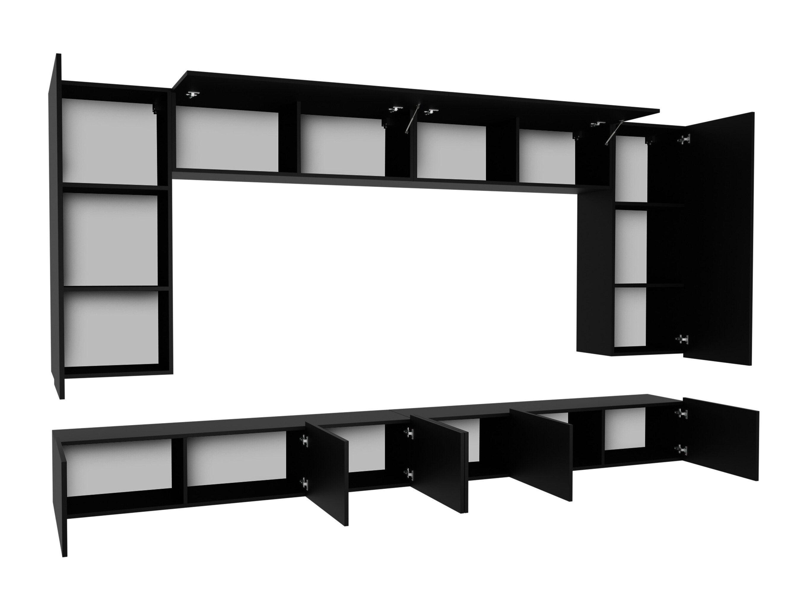 Stuemøbelsæt Remus XIII (Sort + Blank sort + Hvid + Glansfuld hvid)