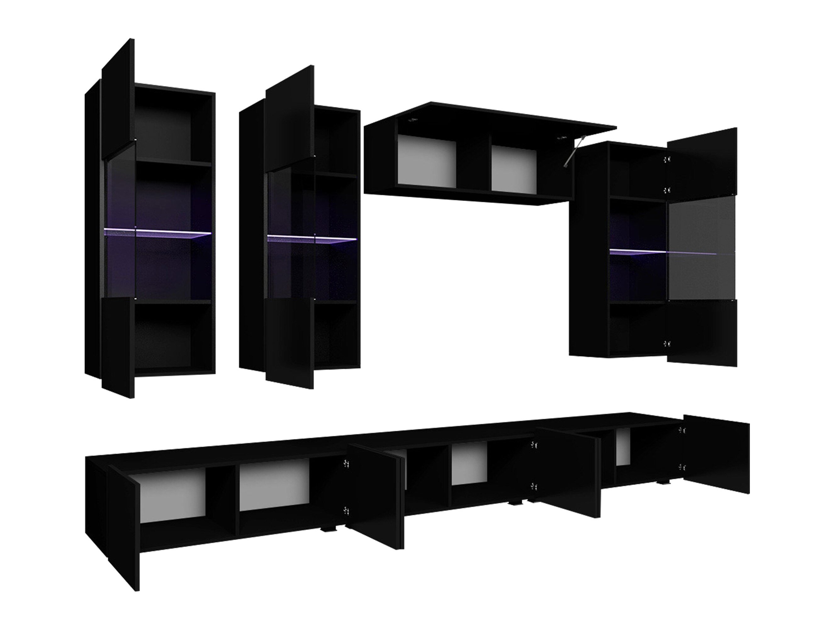 Stuemøbelsæt Tivdalu 121 (Hvid + Glansfuld hvid + Sort + Blank sort)