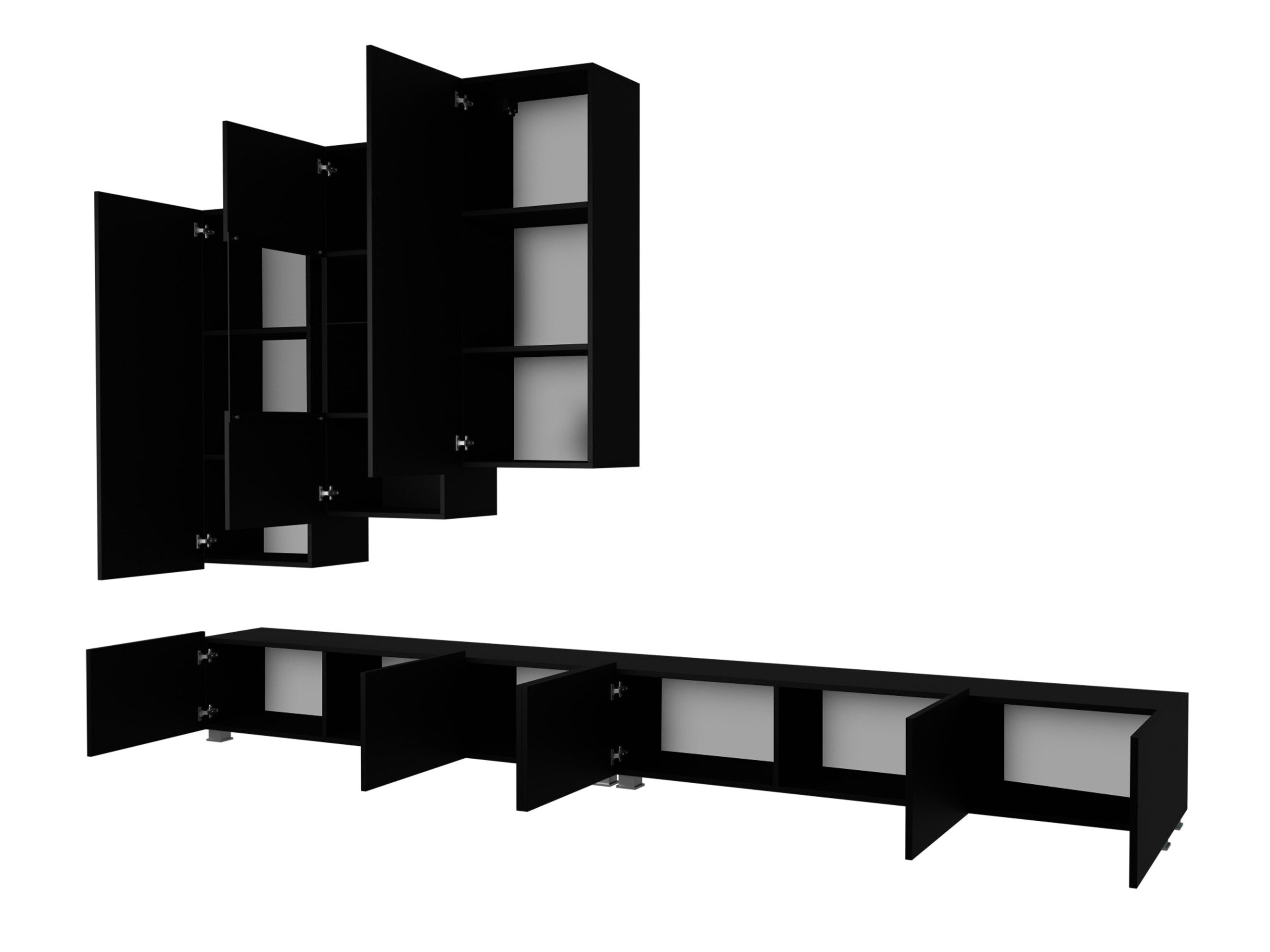 Stuemøbelsæt Tivdalu 133 (Hvid + Glansfuld hvid + Sort + Blank sort)