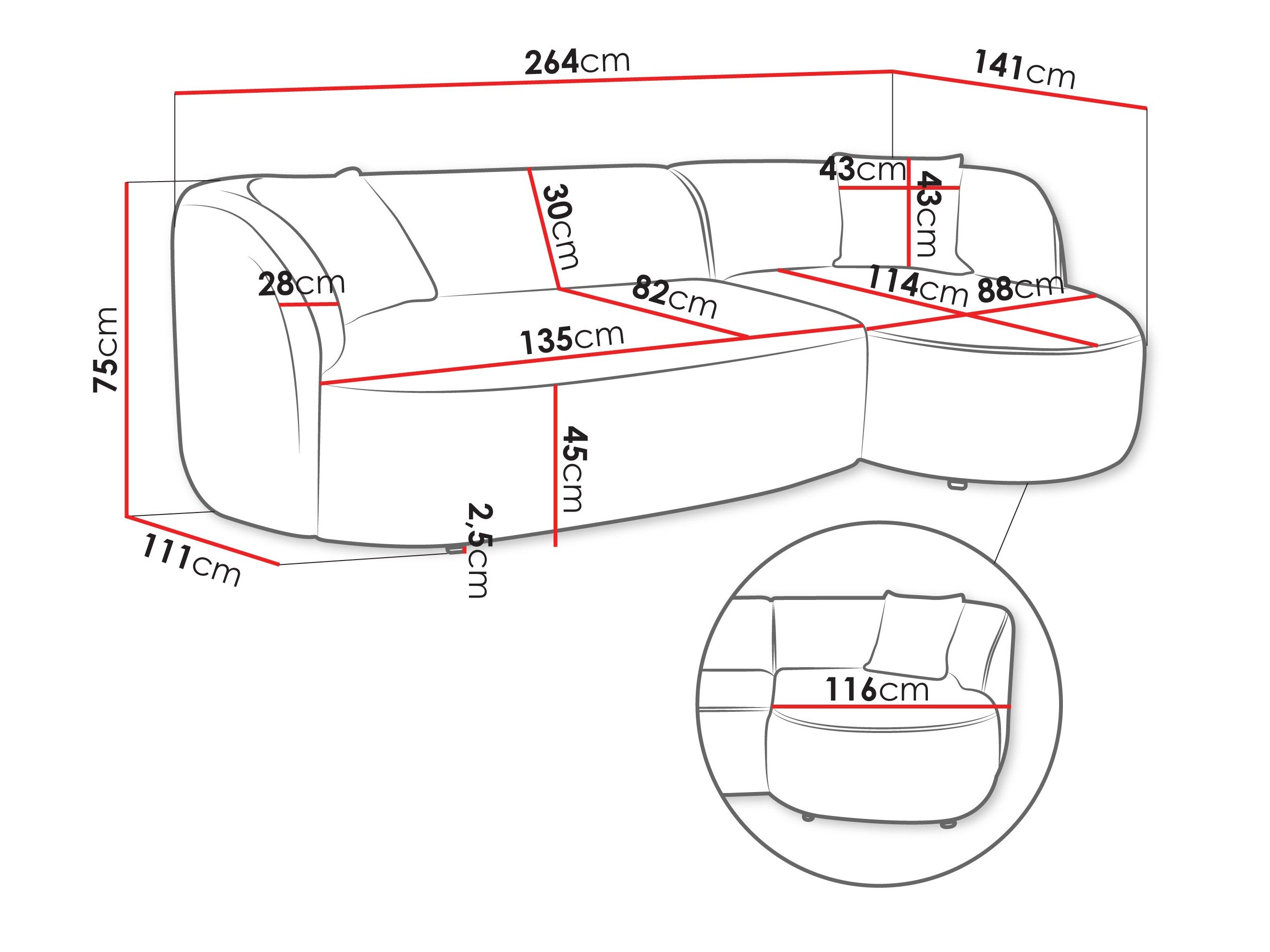 Hjørnesofa TrendyNest 122 (Euphoria 01)