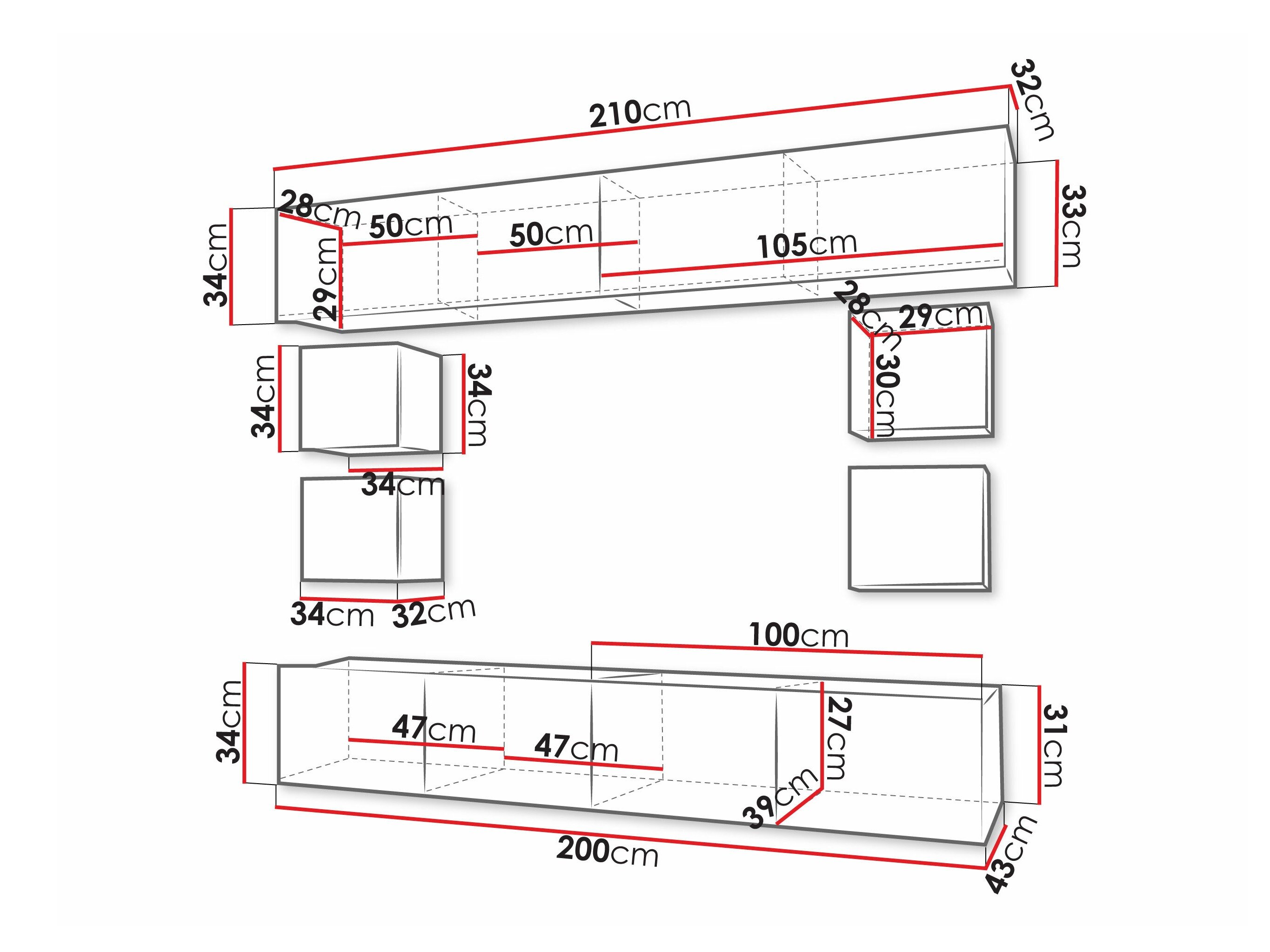 Stuemøbelsæt Remus XVI (Sort + Blank sort)