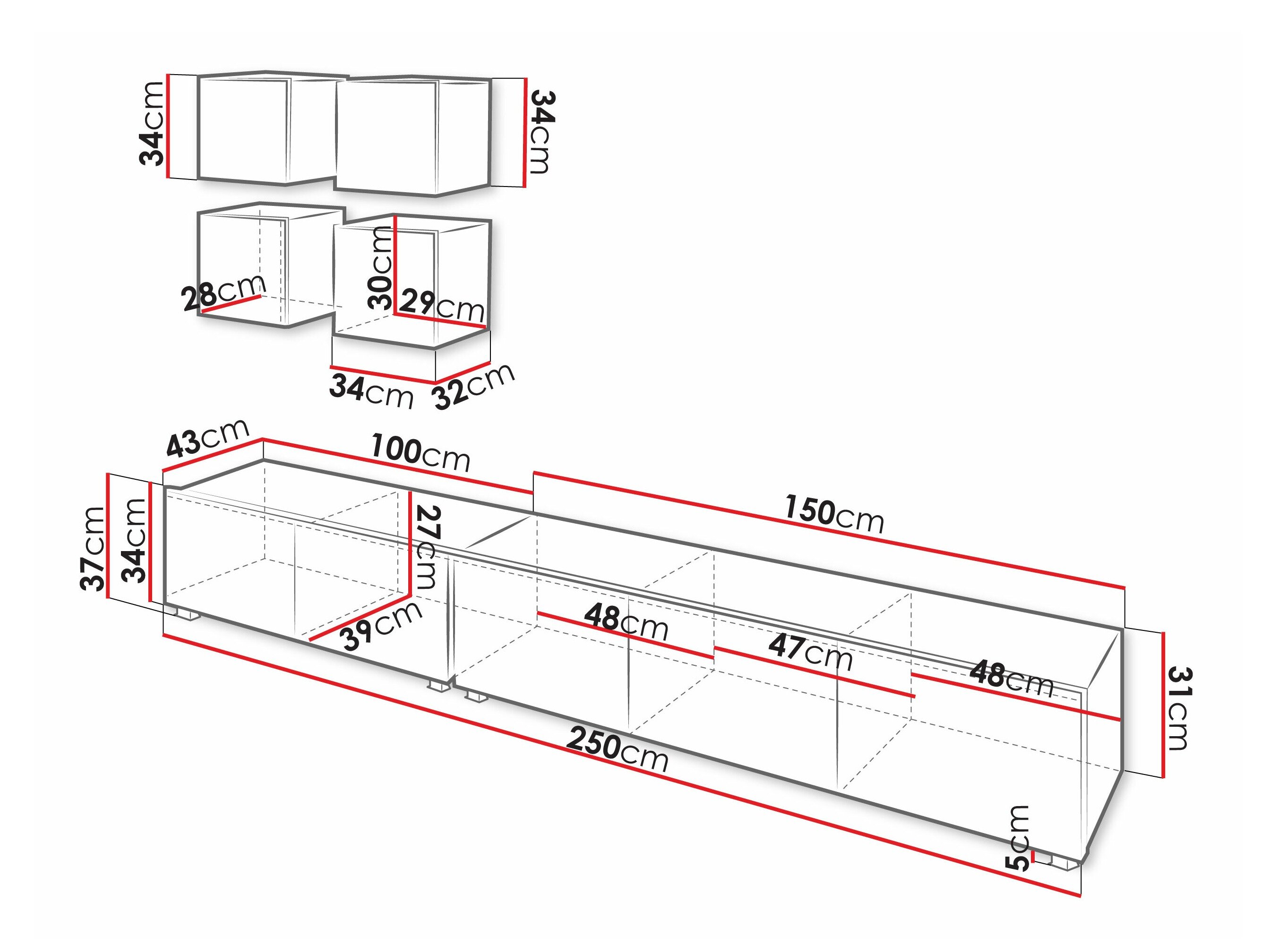Stuemøbelsæt Remus XVIII (Hvid + Glansfuld hvid)