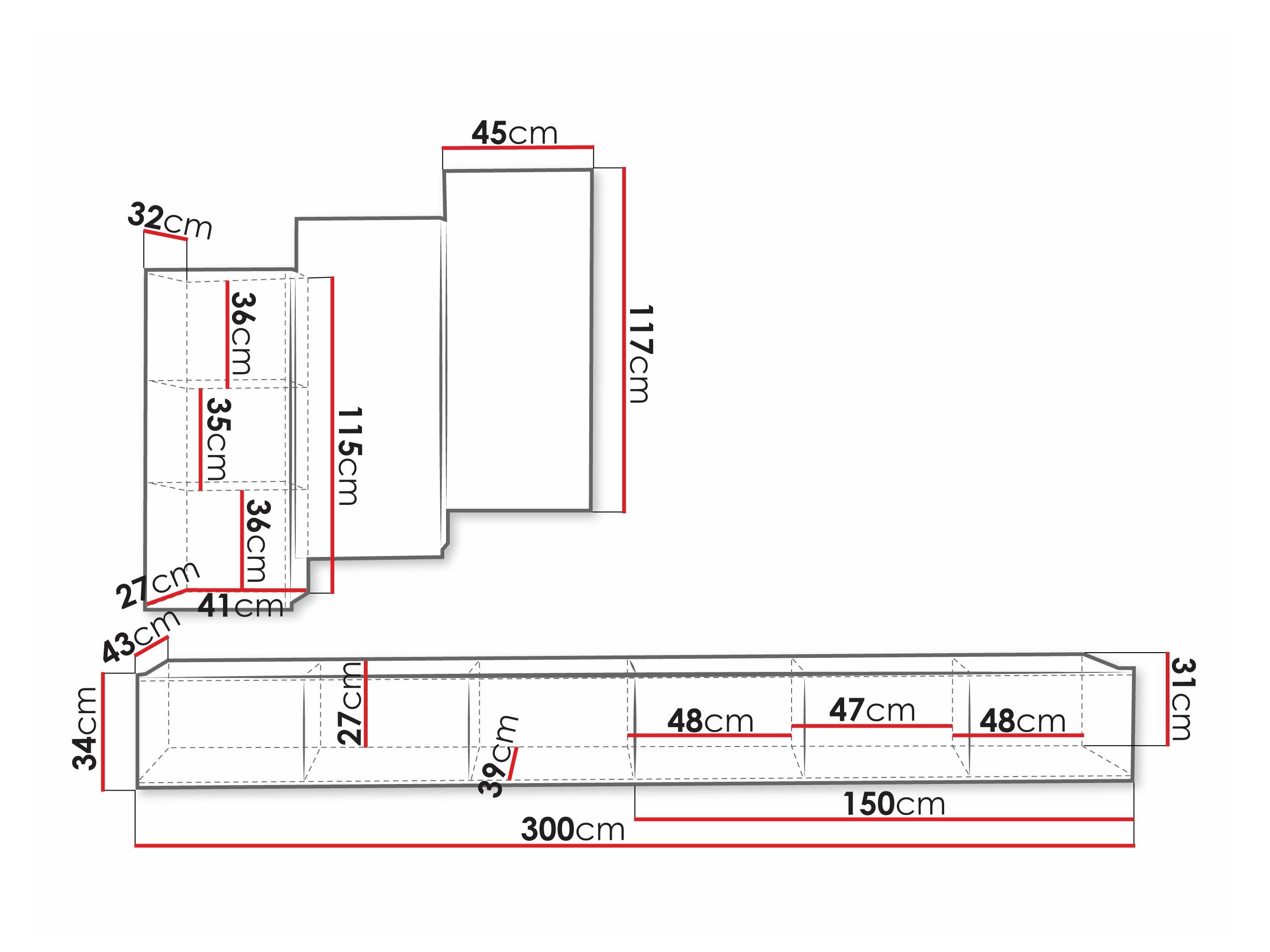 Stuemøbelsæt Remus XX (Gylden eg + Hvid)